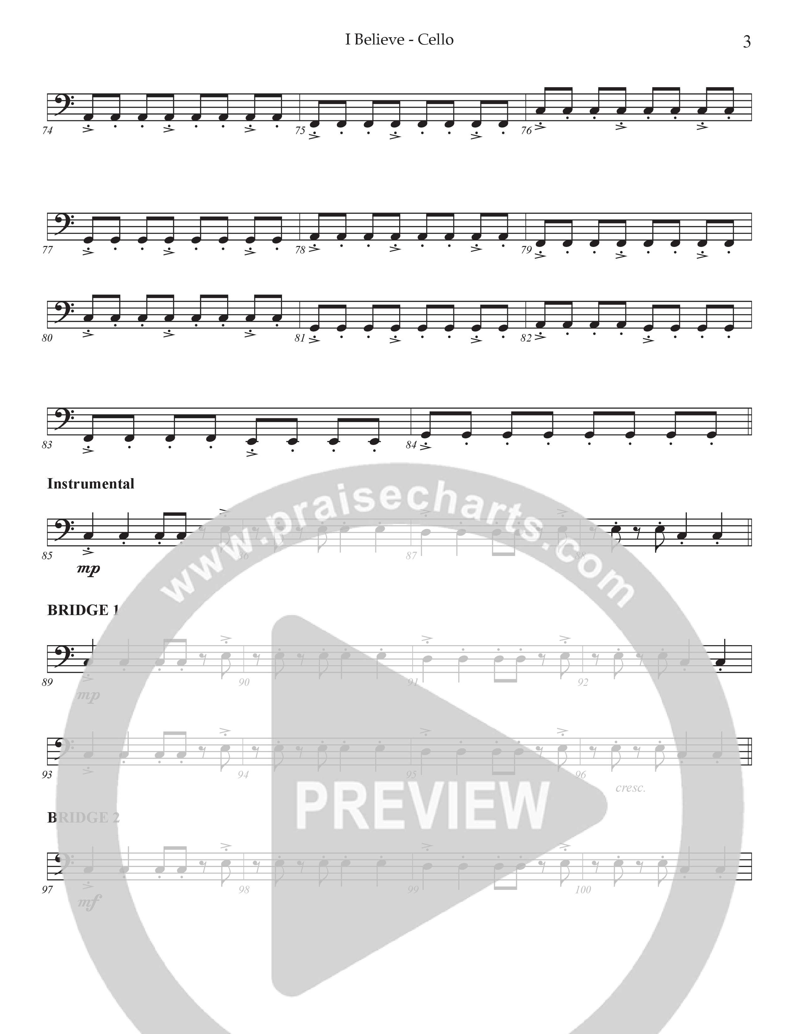 I Believe (Choral Anthem SATB) Cello (Prestonwood Choir / Prestonwood Worship / Arr. Jonathan Walker)