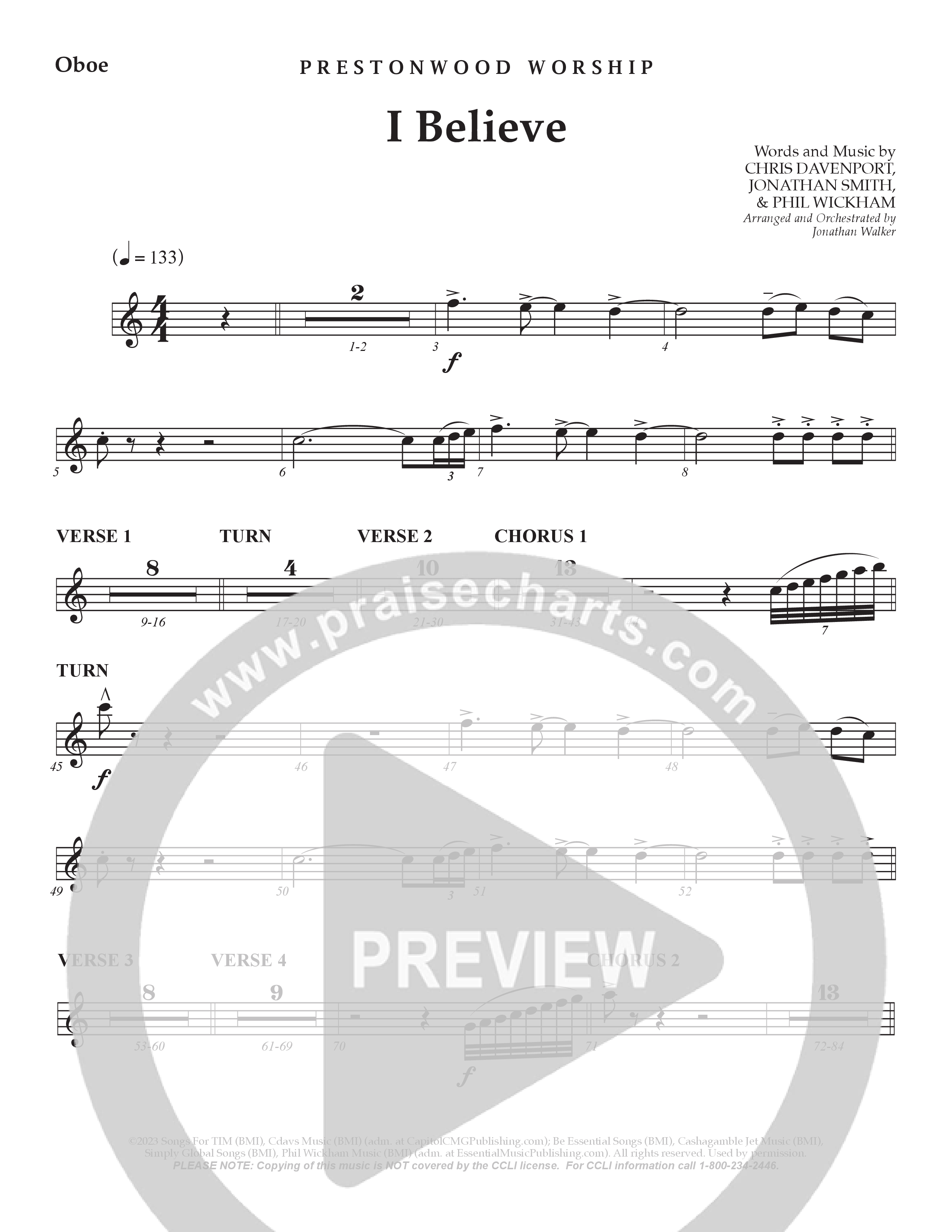 I Believe (Choral Anthem SATB) Oboe (Prestonwood Choir / Prestonwood Worship / Arr. Jonathan Walker)