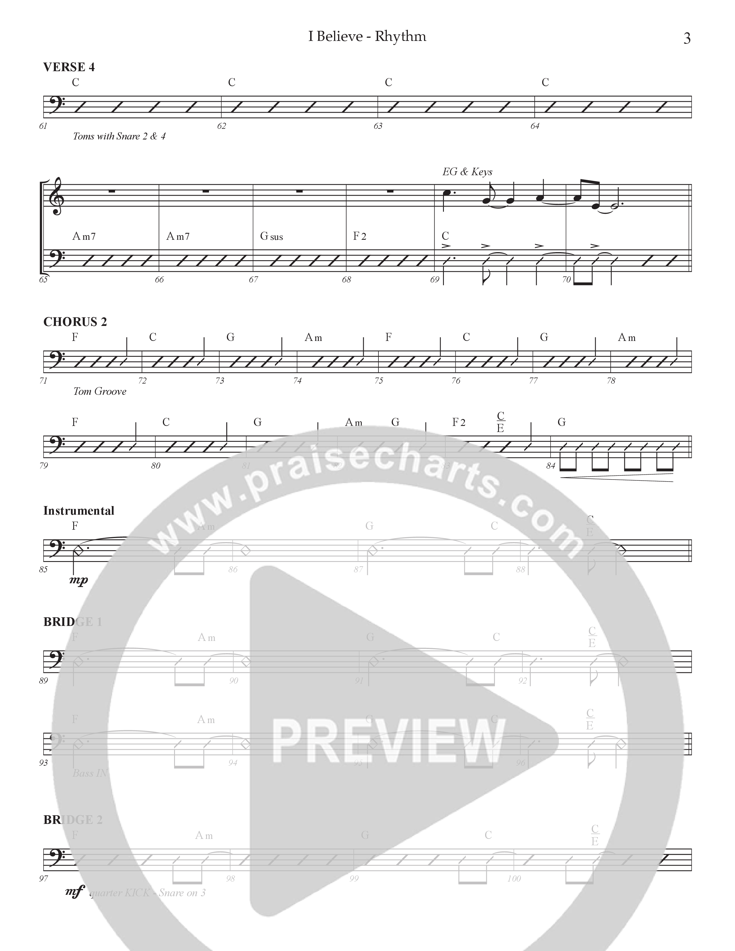 I Believe (Choral Anthem SATB) Rhythm Chart (Prestonwood Choir / Prestonwood Worship / Arr. Jonathan Walker)