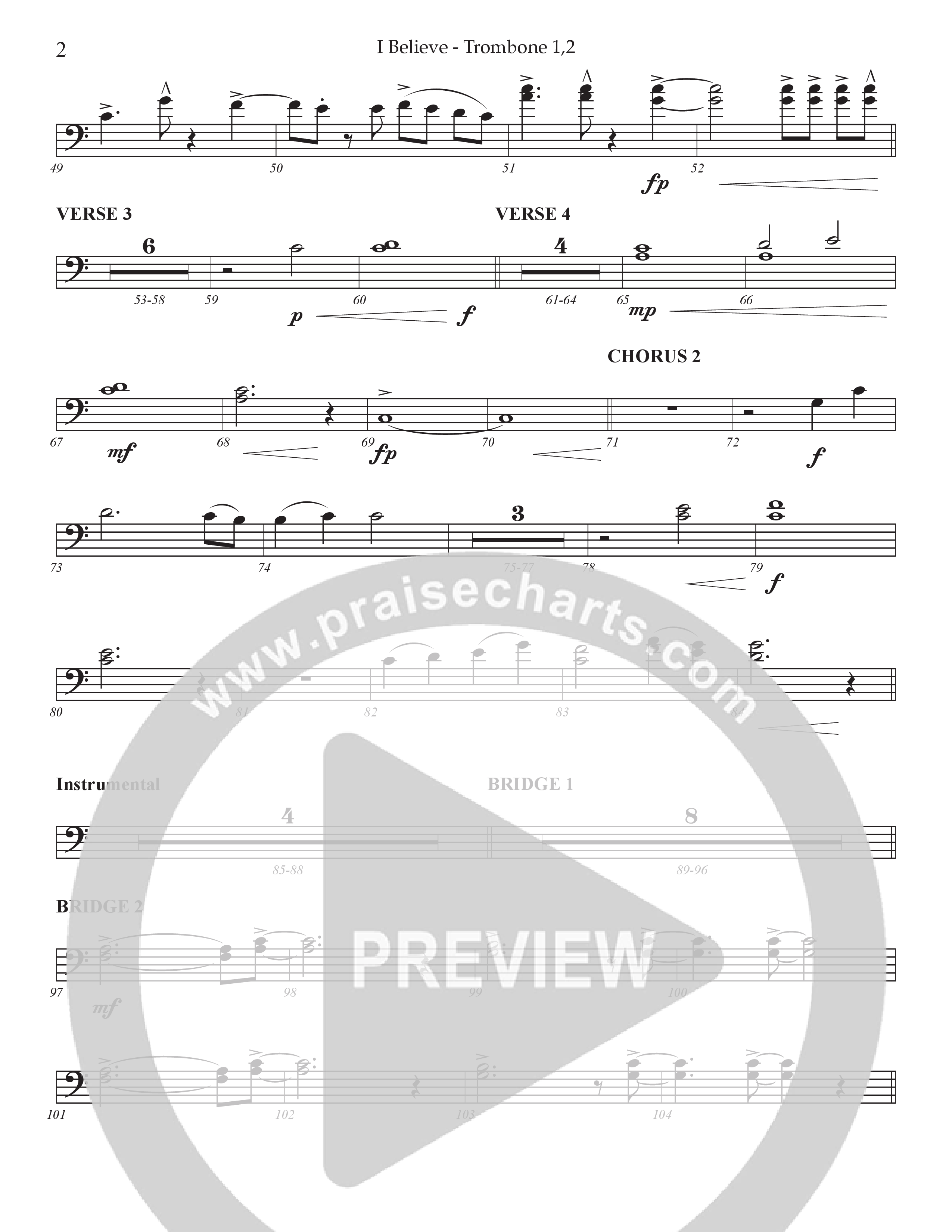 I Believe (Choral Anthem SATB) Trombone 1/2 (Prestonwood Choir / Prestonwood Worship / Arr. Jonathan Walker)