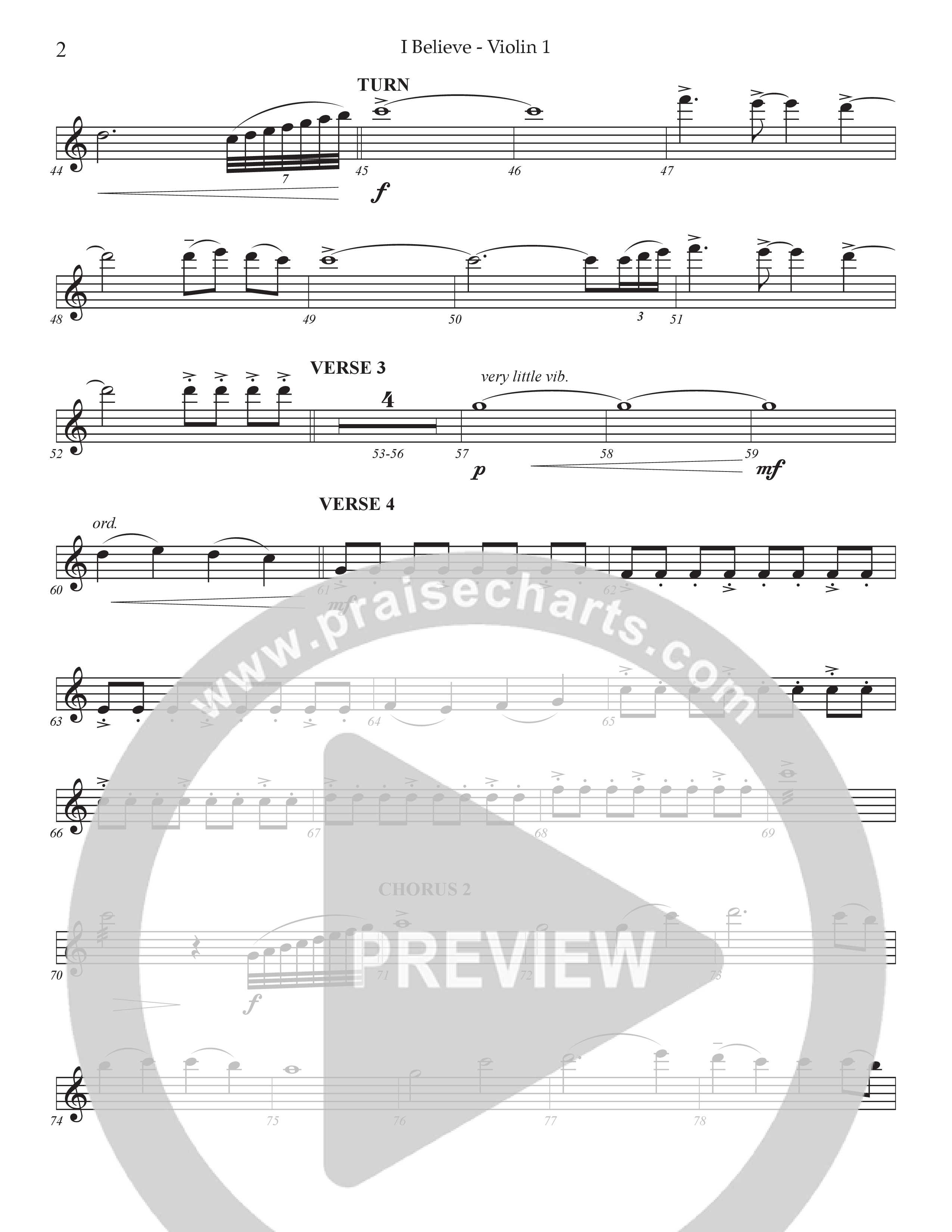 I Believe (Choral Anthem SATB) Violin 1 (Prestonwood Choir / Prestonwood Worship / Arr. Jonathan Walker)