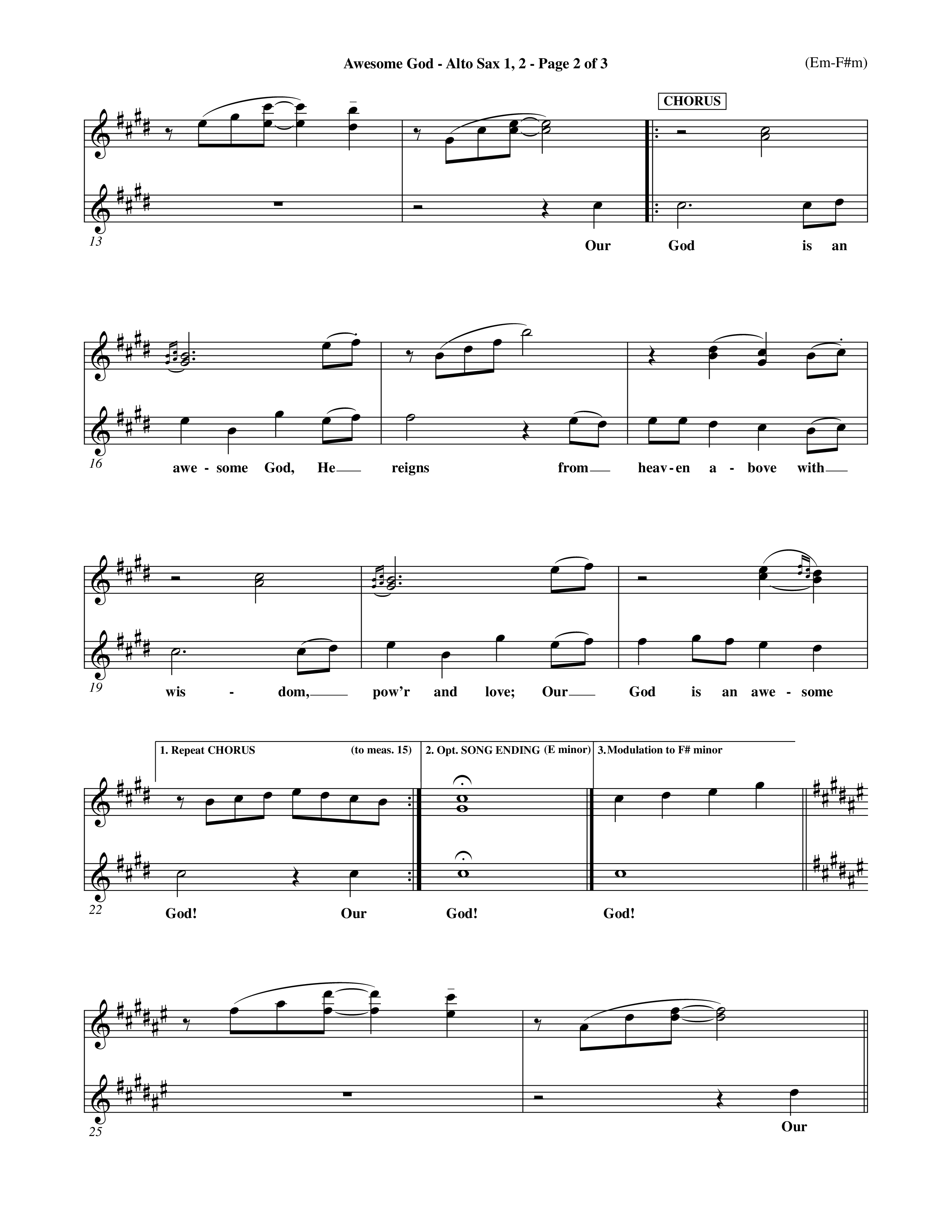 Awesome God (Choral Anthem SATB) Alto Sax 1/2 (Word Music Choral / Orch. Keith Christopher / Orch. Andrew High)