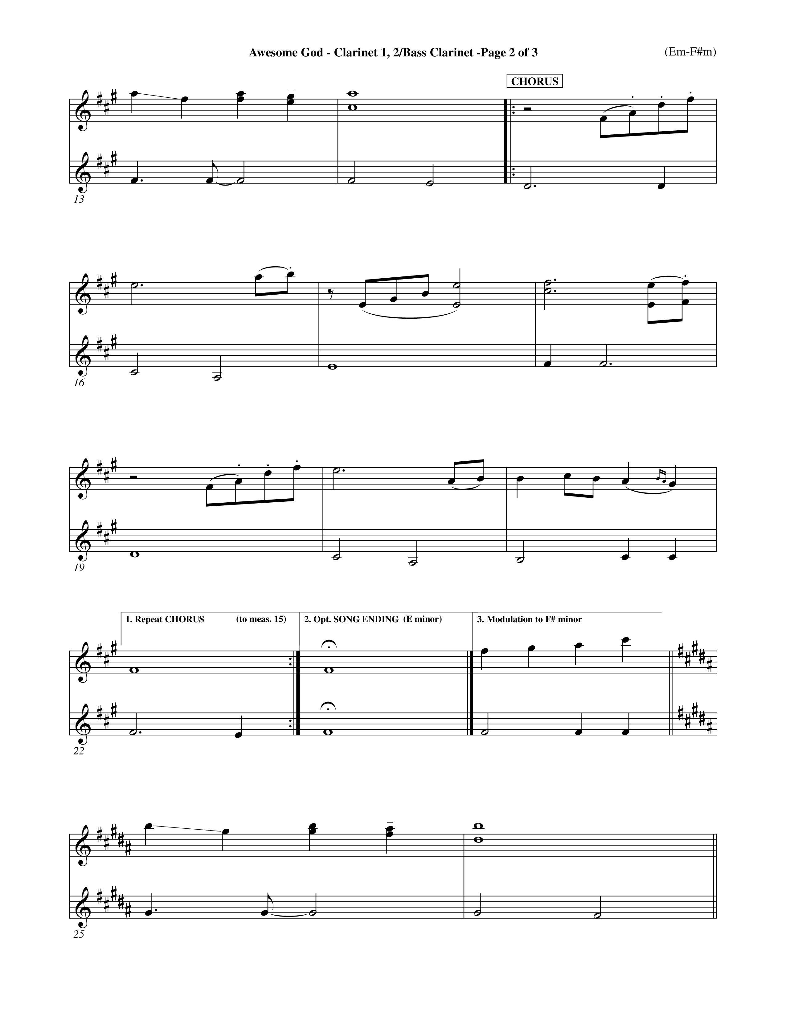 Awesome God (Choral Anthem SATB) Clarinet 1/2, Bass Clarinet (Word Music Choral / Orch. Keith Christopher / Orch. Andrew High)