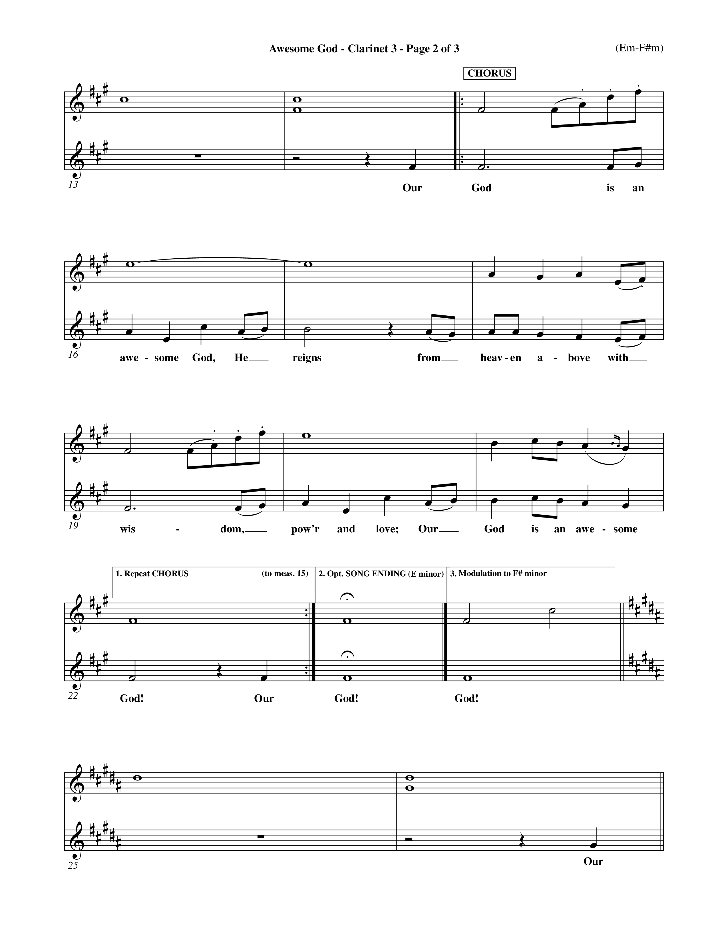 Awesome God (Choral Anthem SATB) Clarinet 3 (Word Music Choral / Orch. Keith Christopher / Orch. Andrew High)