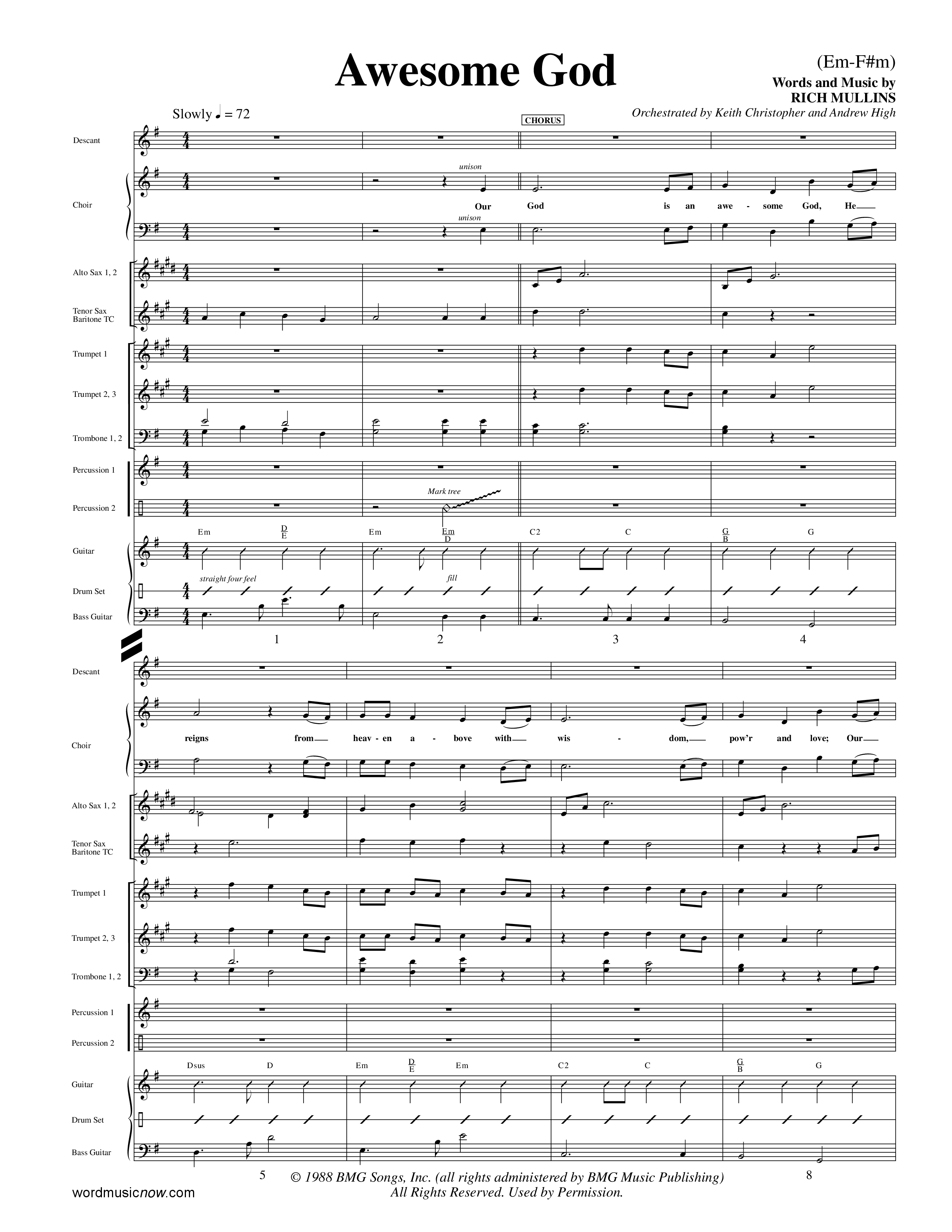 Awesome God (Choral Anthem SATB) PraiseBand (incl. Brass) (Word Music Choral / Orch. Keith Christopher / Orch. Andrew High)