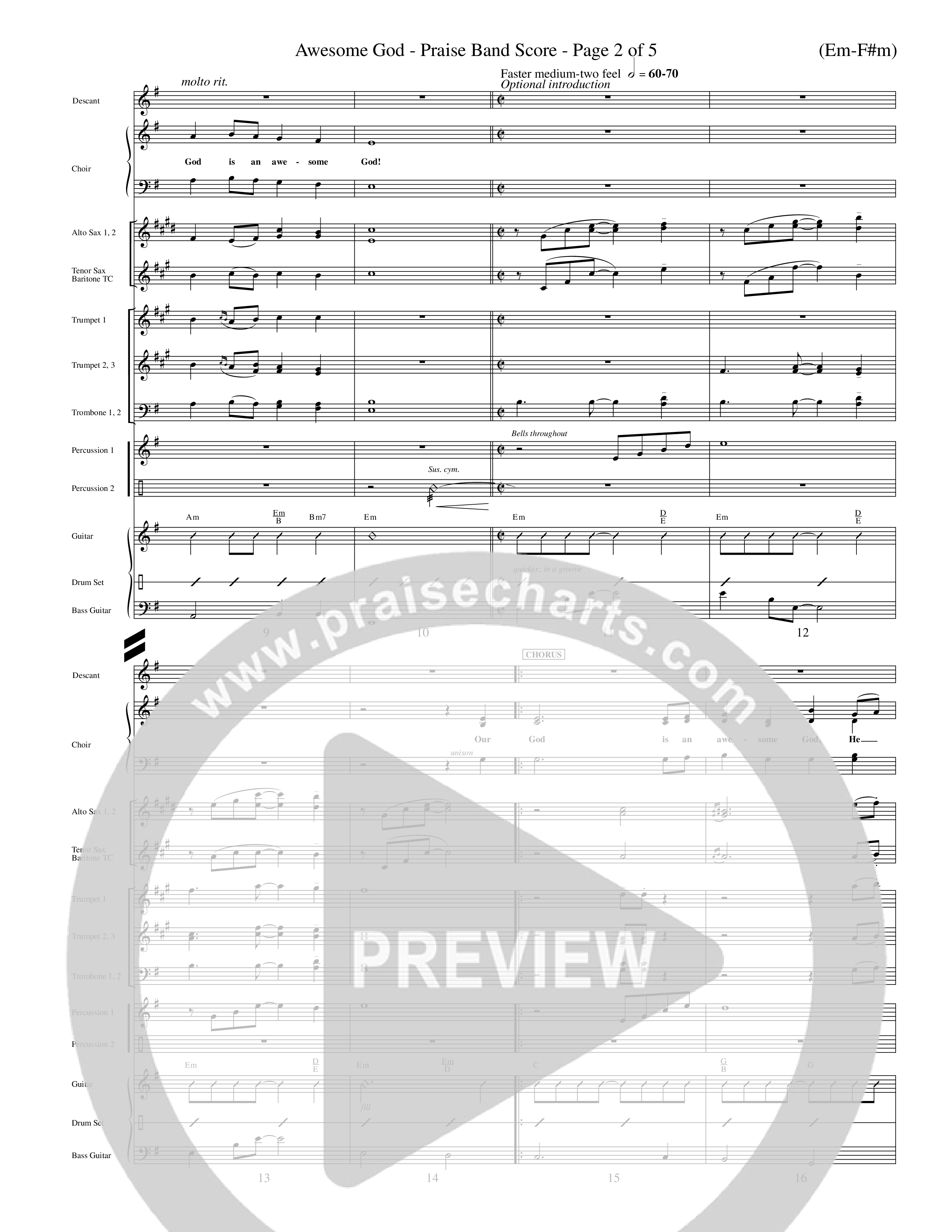 Awesome God (Choral Anthem SATB) PraiseBand (incl. Brass) (Word Music Choral / Orch. Keith Christopher / Orch. Andrew High)