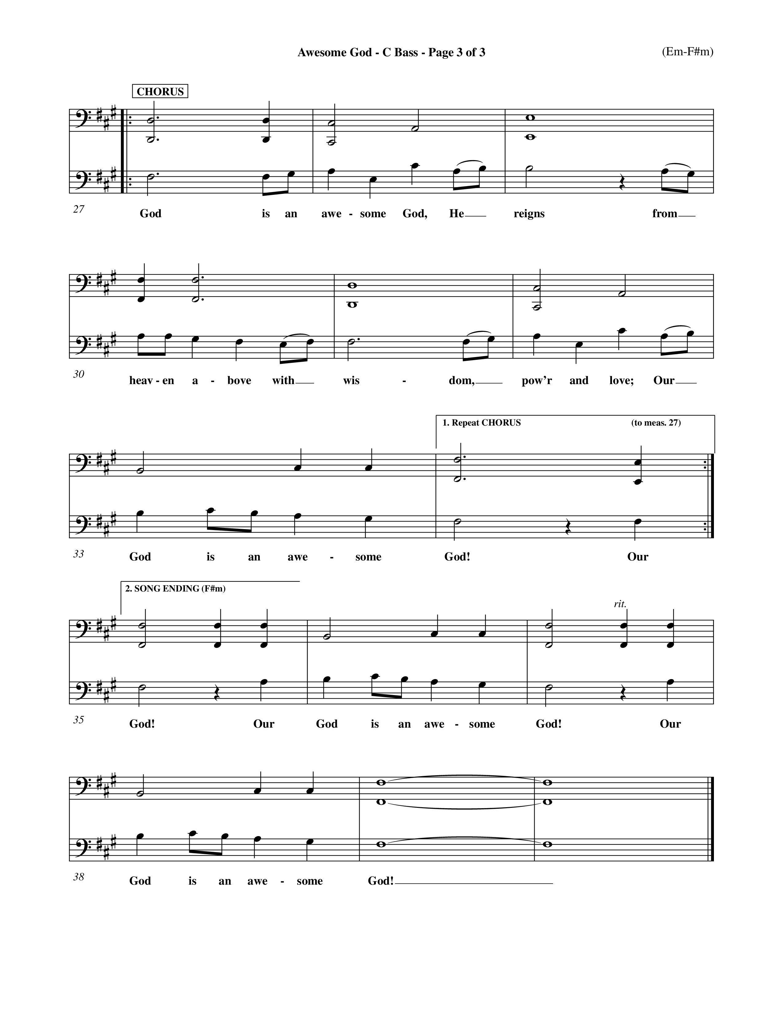 Awesome God (Choral Anthem SATB) Contrabass (Word Music Choral / Orch. Keith Christopher / Orch. Andrew High)