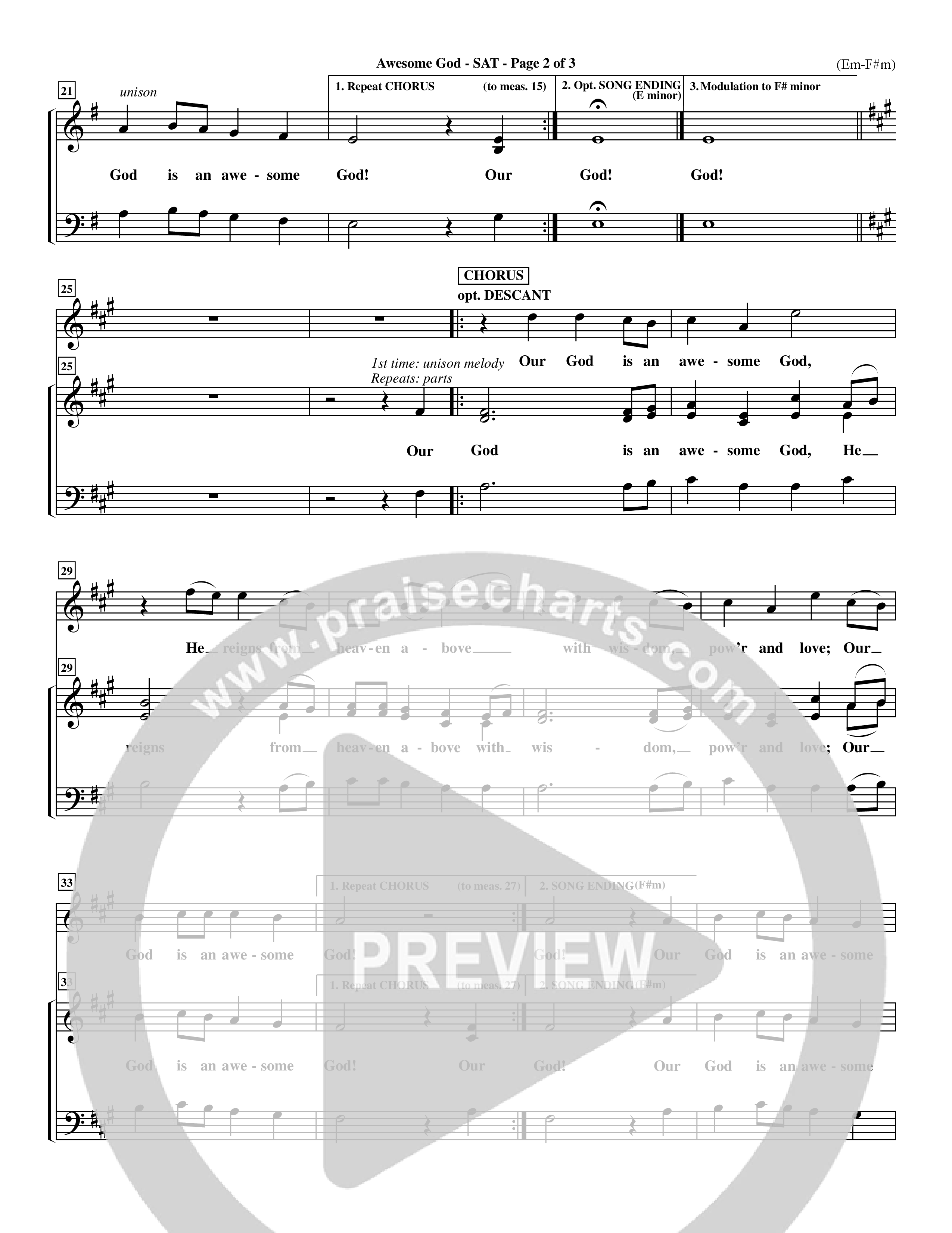 Awesome God (Choral Anthem SATB) Lead Sheet (SAT) (Word Music Choral / Orch. Keith Christopher / Orch. Andrew High)