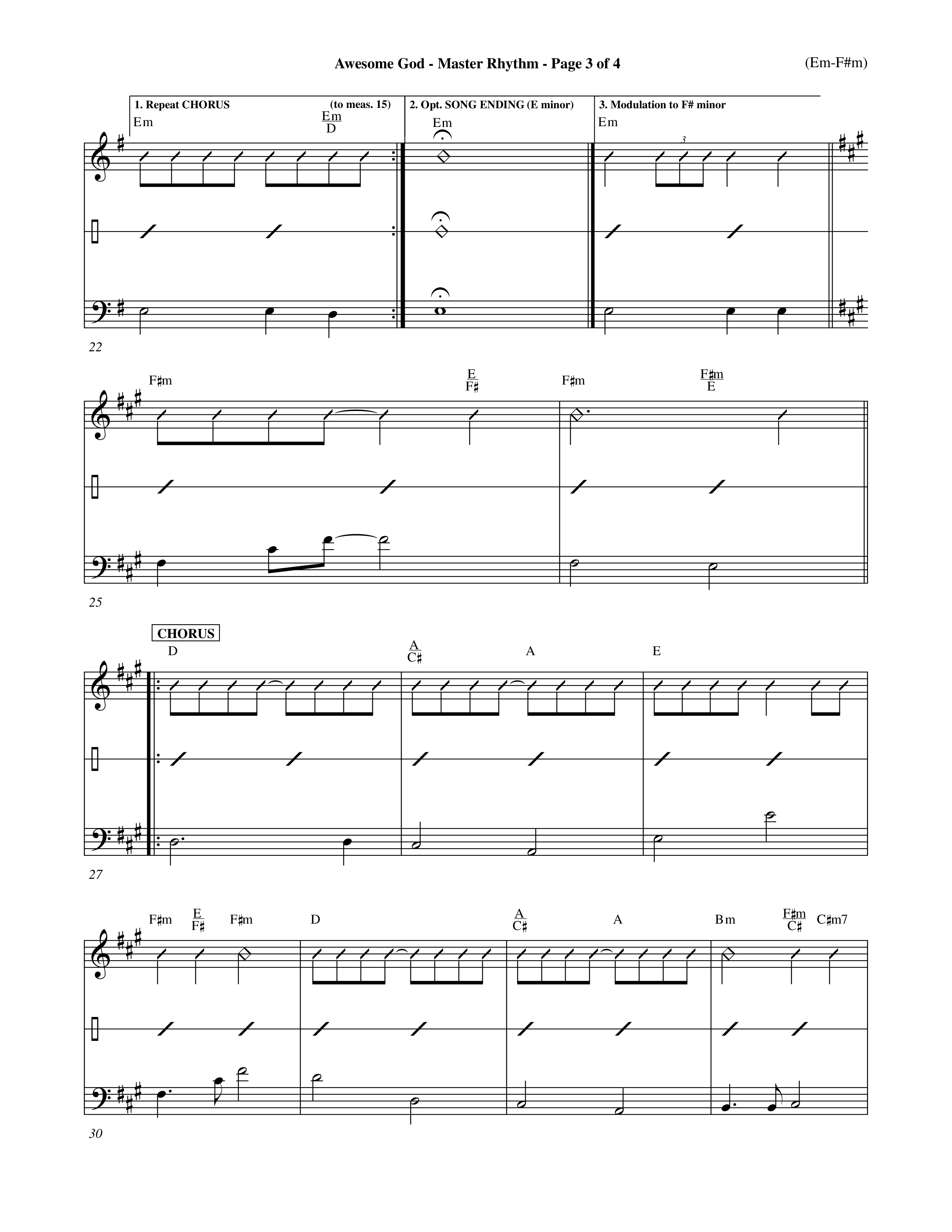 Awesome God (Choral Anthem SATB) Rhythm Chart (Word Music Choral / Orch. Keith Christopher / Orch. Andrew High)