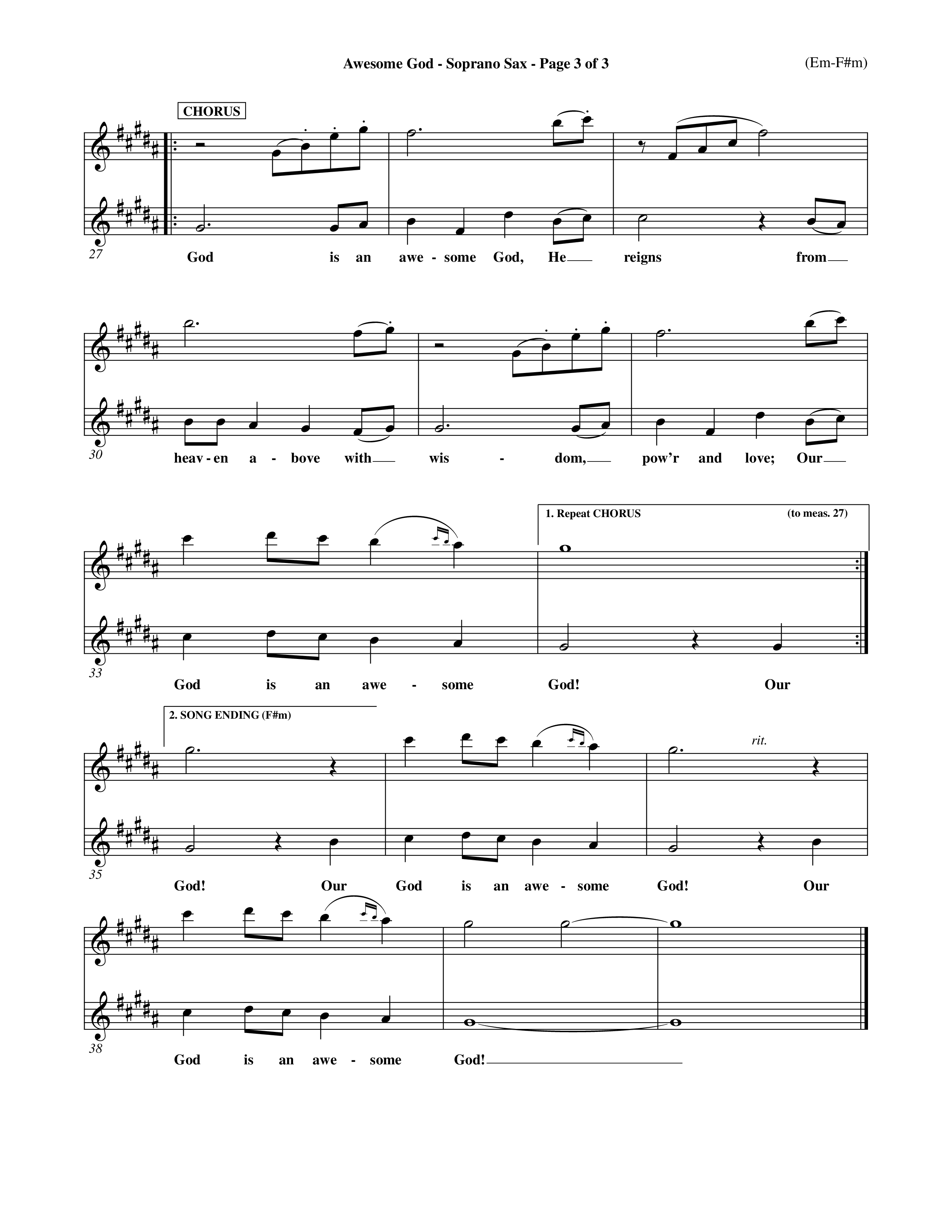 Awesome God (Choral Anthem SATB) Saxophone (Word Music Choral / Orch. Keith Christopher / Orch. Andrew High)