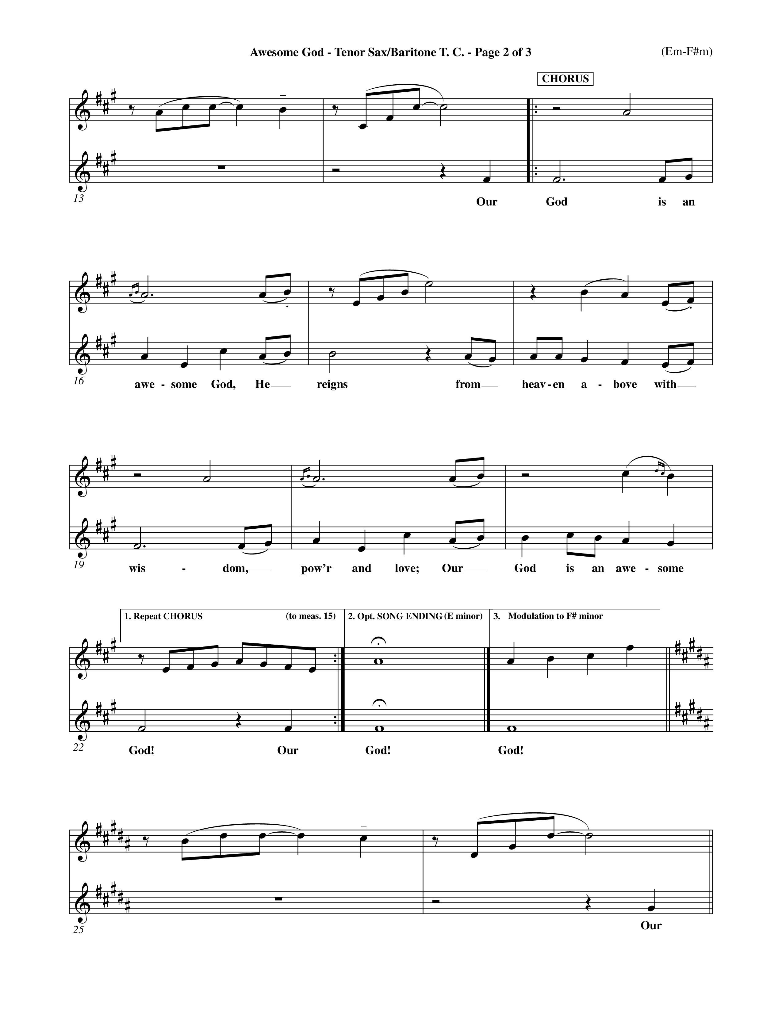 Awesome God (Choral Anthem SATB) Tenor Sax/Baritone T.C. (Word Music Choral / Orch. Keith Christopher / Orch. Andrew High)