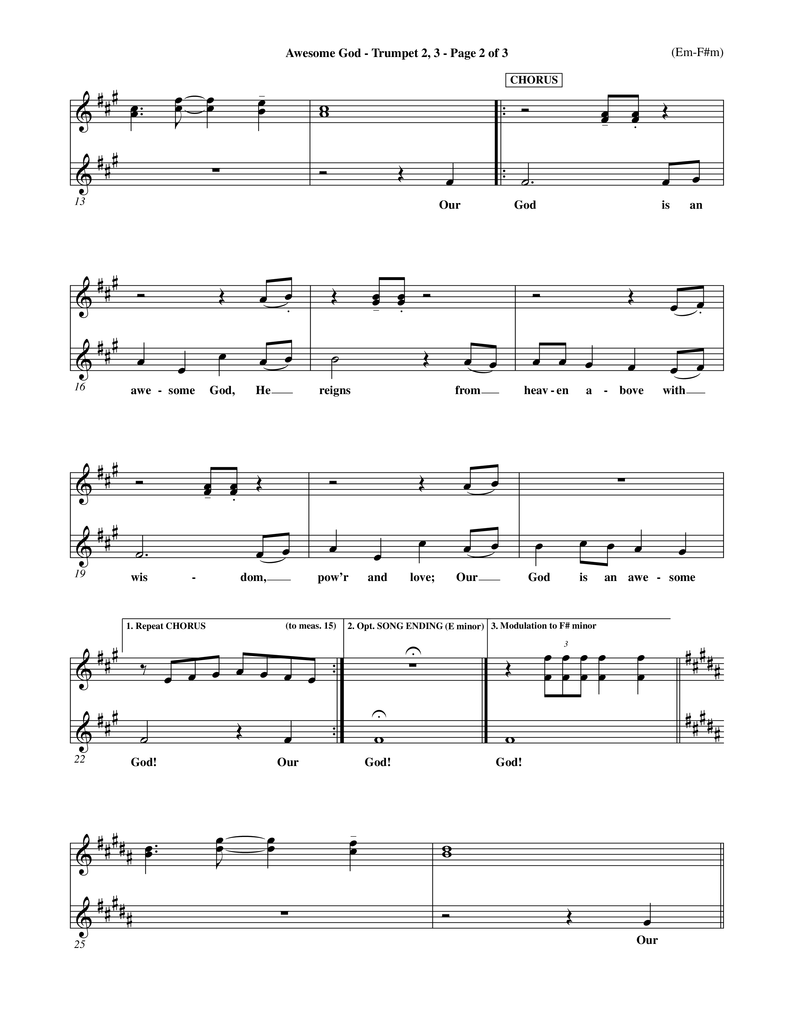 Awesome God (Choral Anthem SATB) Trumpet 2/3 (Word Music Choral / Orch. Keith Christopher / Orch. Andrew High)
