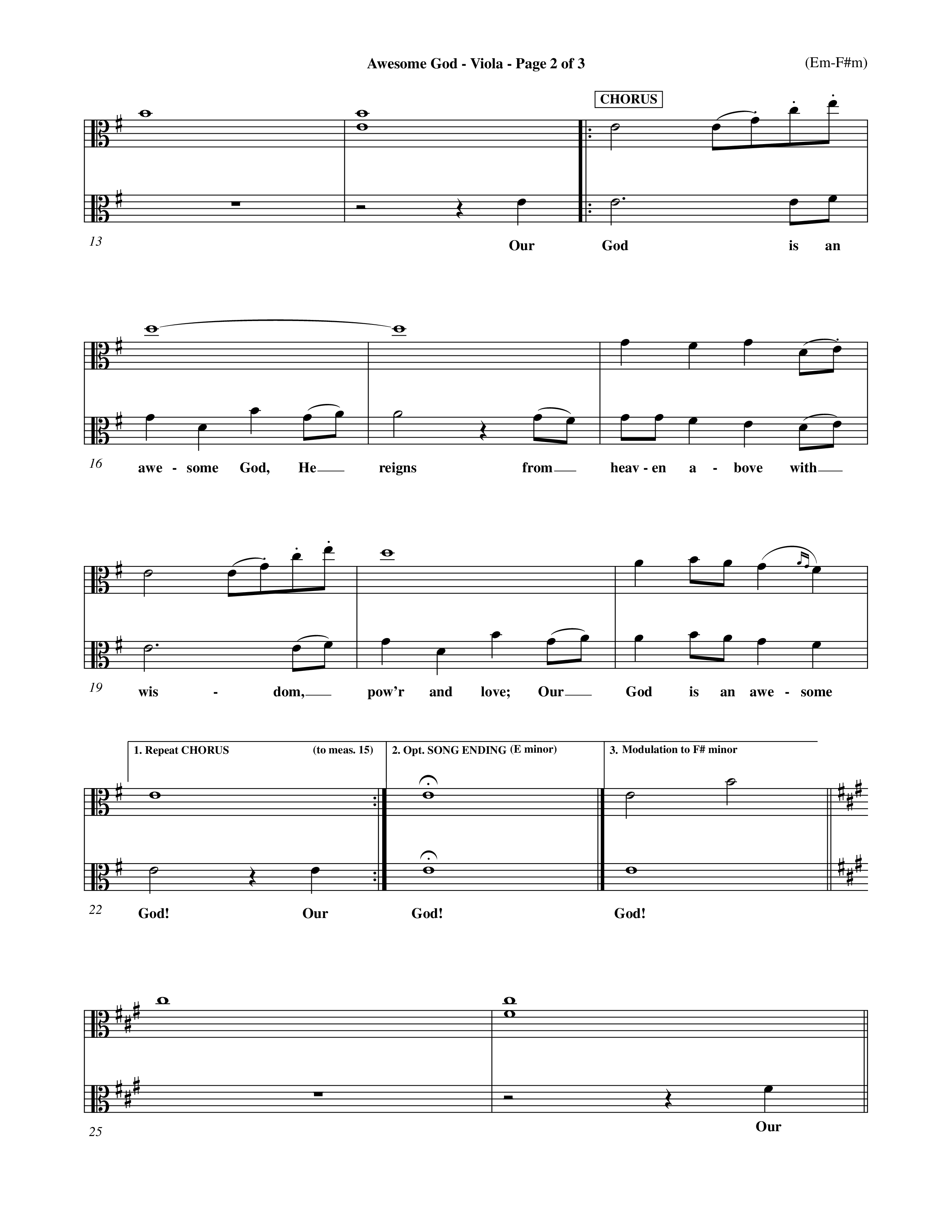 Awesome God (Choral Anthem SATB) Viola (Word Music Choral / Orch. Keith Christopher / Orch. Andrew High)