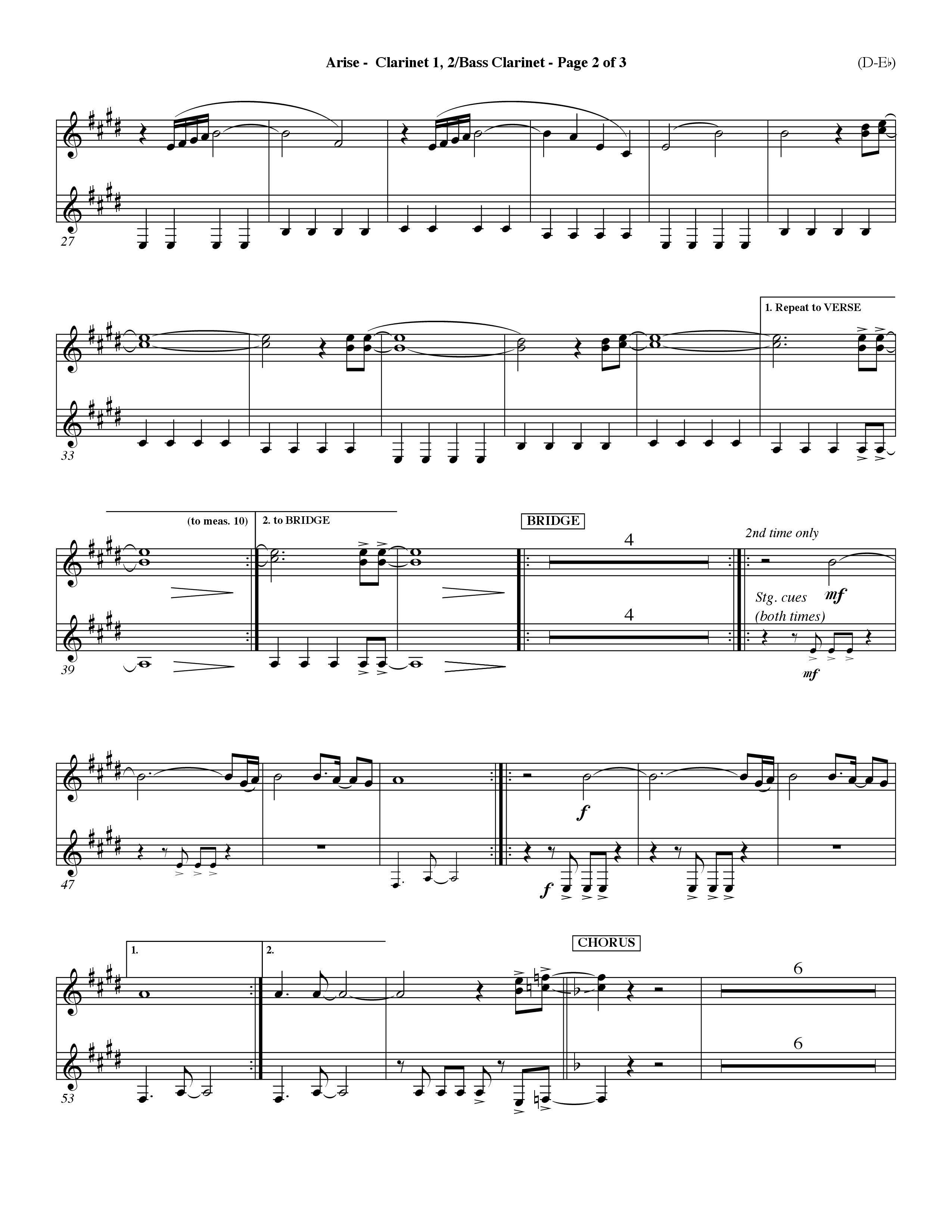 Arise (Choral Anthem SATB) Clarinet 1/2, Bass Clarinet (Word Music Choral / Orch. David Winkler / Orch. Dave Williamson)