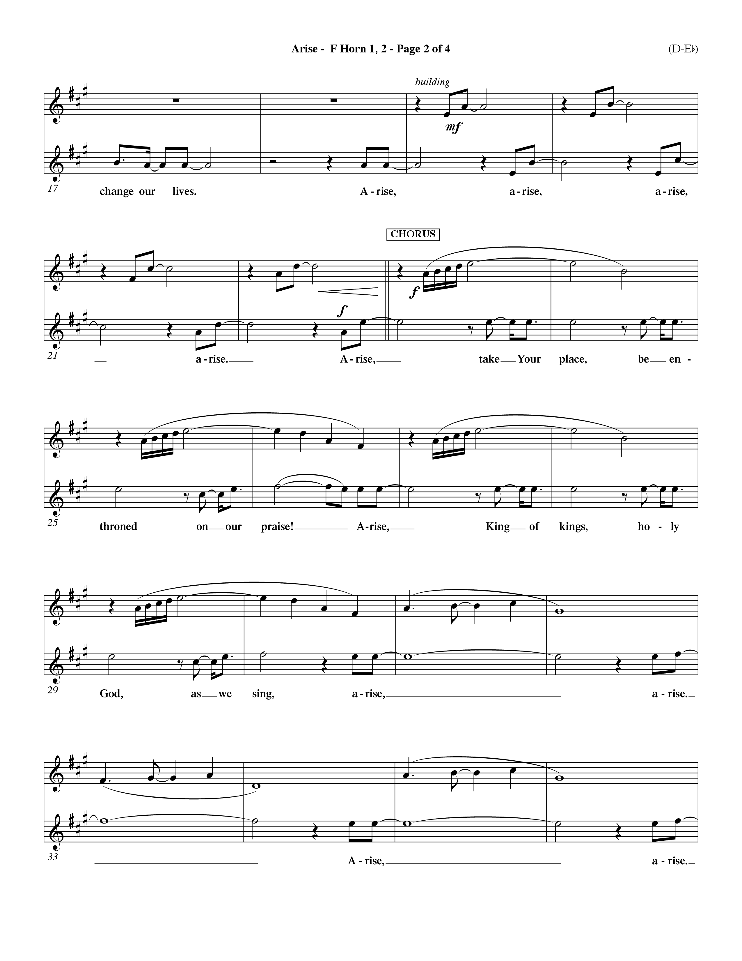 Arise (Choral Anthem SATB) French Horn (Word Music Choral / Orch. David Winkler / Orch. Dave Williamson)