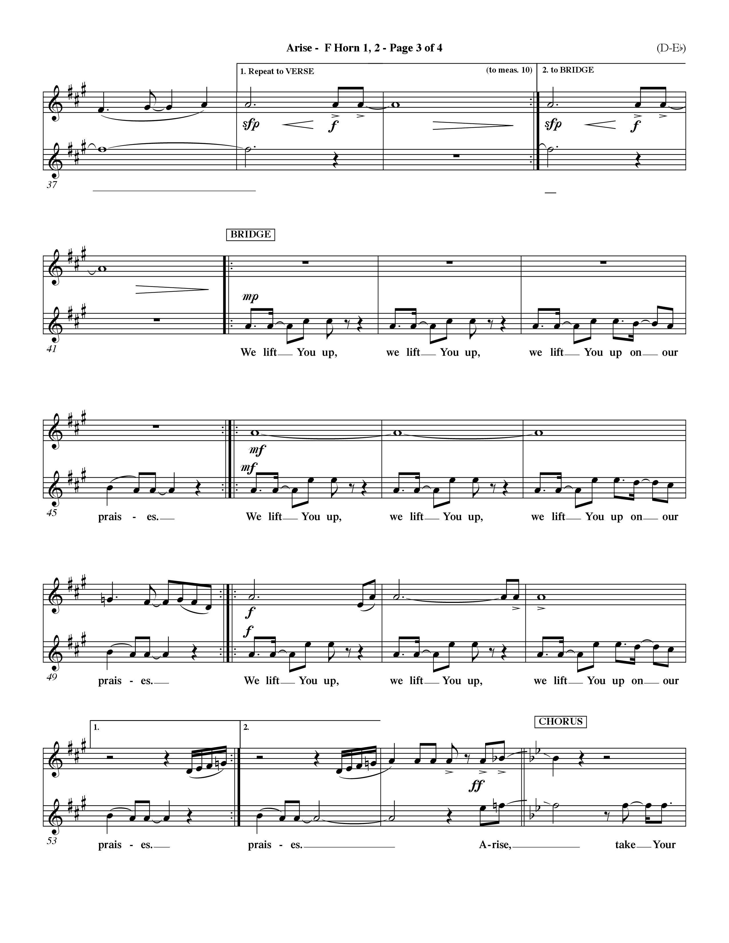 Arise (Choral Anthem SATB) French Horn (Word Music Choral / Orch. David Winkler / Orch. Dave Williamson)