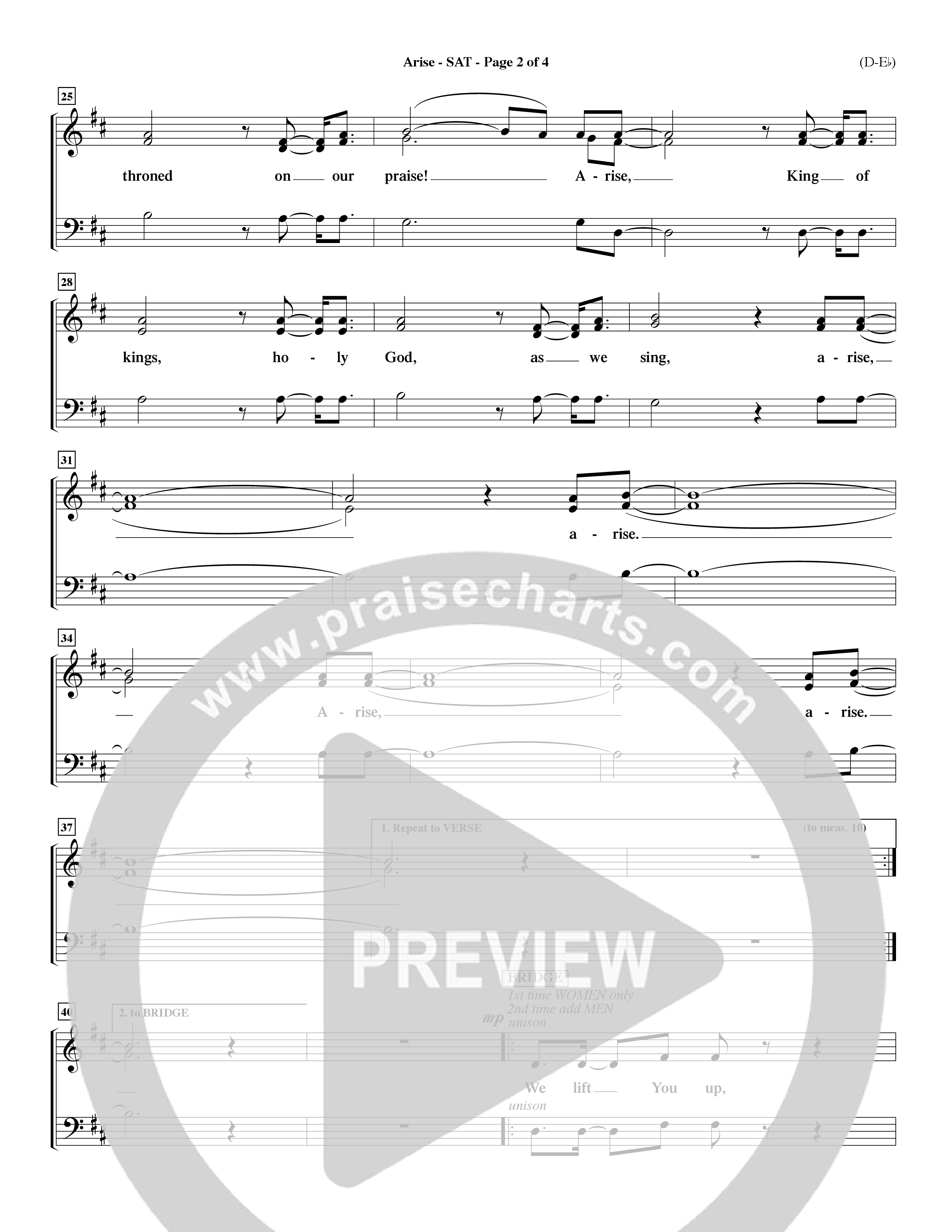 Arise (Choral Anthem SATB) Lead Sheet (SAT) (Word Music Choral / Orch. David Winkler / Orch. Dave Williamson)