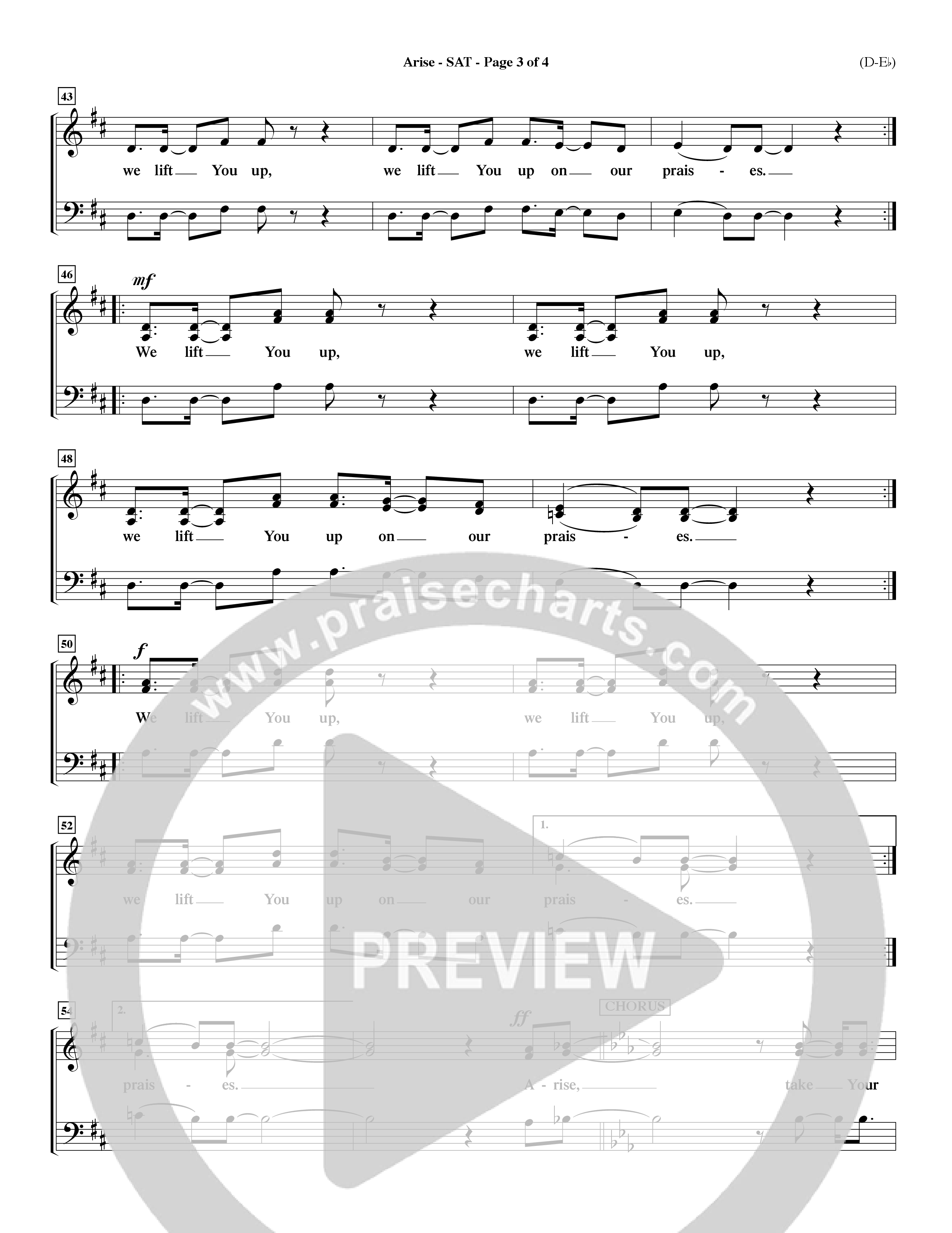 Arise (Choral Anthem SATB) Lead Sheet (SAT) (Word Music Choral / Orch. David Winkler / Orch. Dave Williamson)