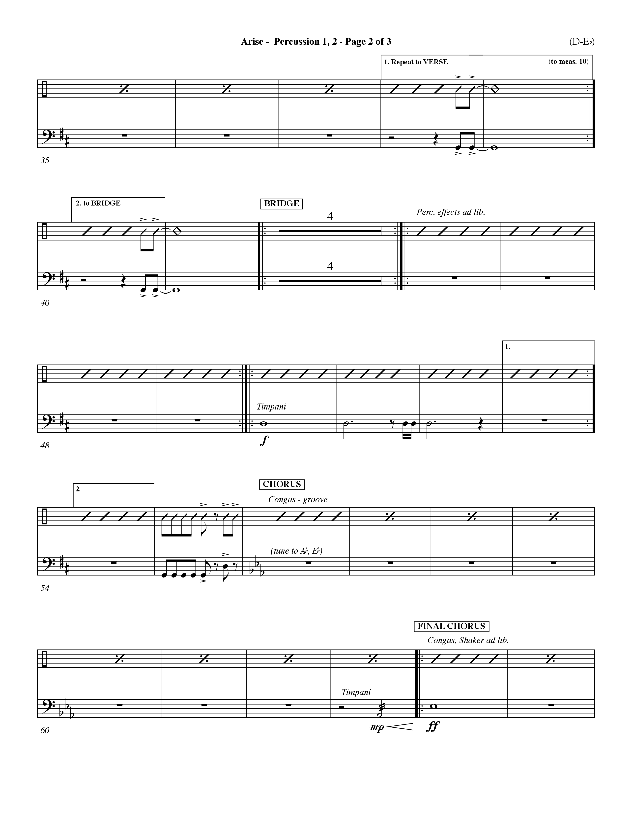 Arise (Choral Anthem SATB) Percussion 1/2 (Word Music Choral / Orch. David Winkler / Orch. Dave Williamson)