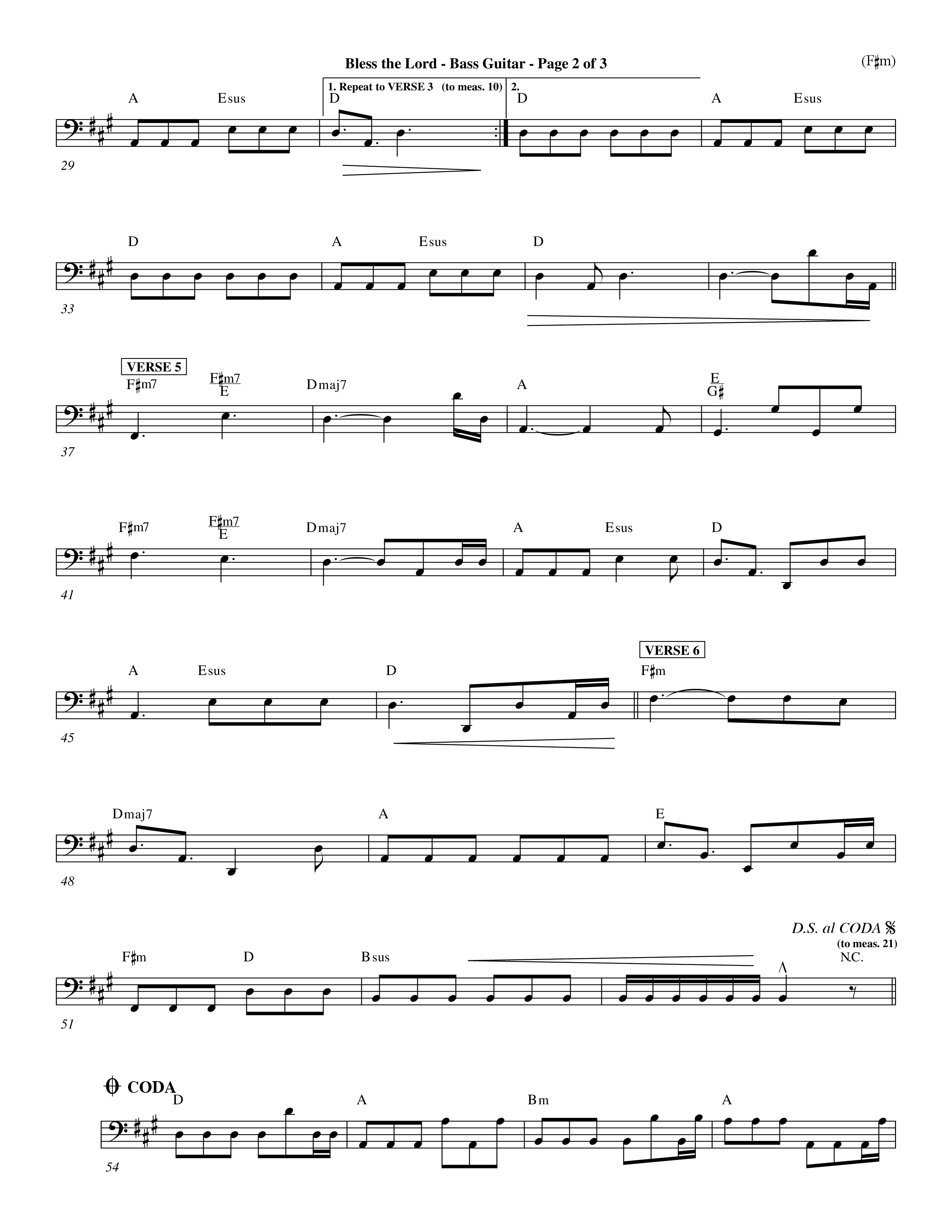 Bless The Lord (Choral Anthem SATB) Bass Guitar (Word Music Choral / Orch. Mark Cole)