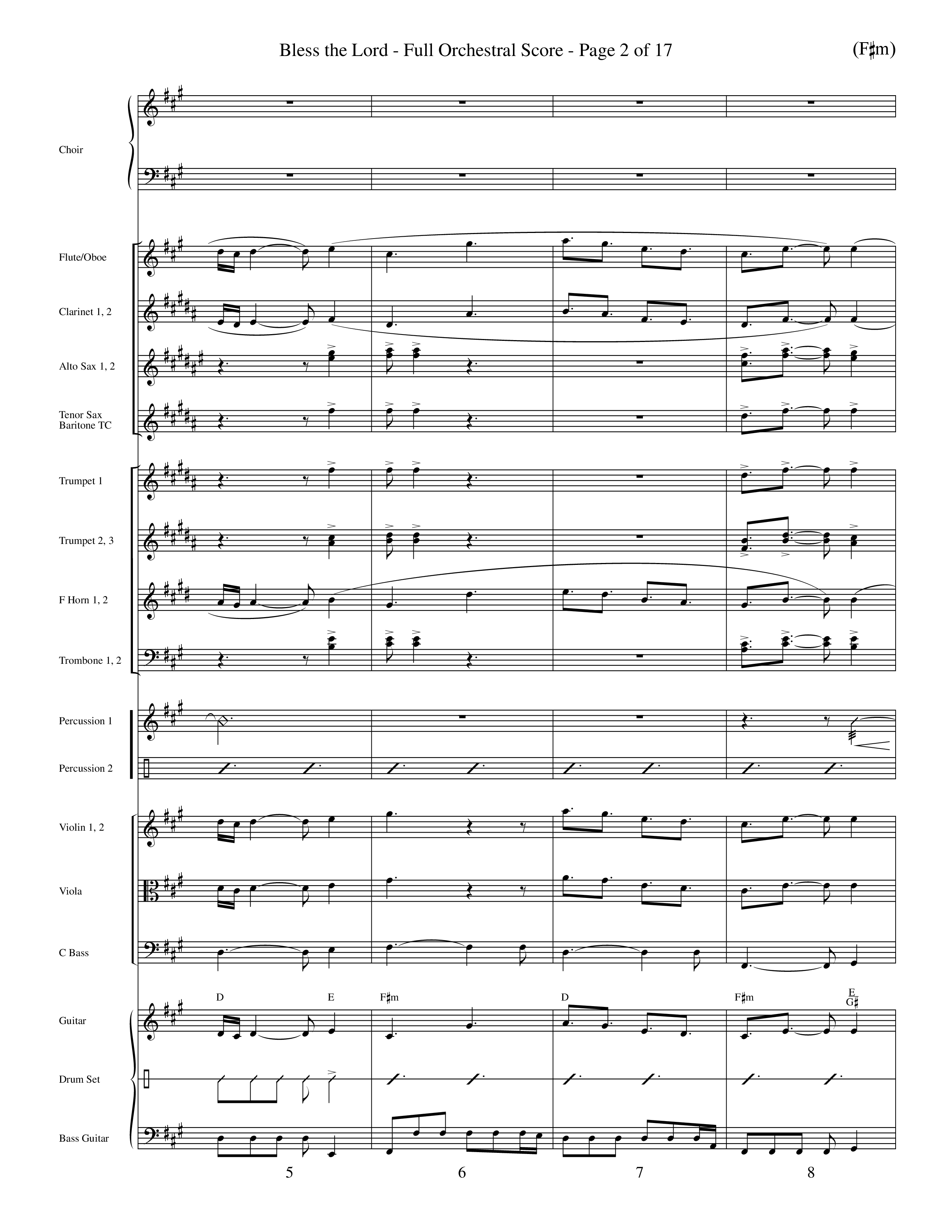 Bless The Lord (Choral Anthem SATB) Orchestration (Word Music Choral / Orch. Mark Cole)