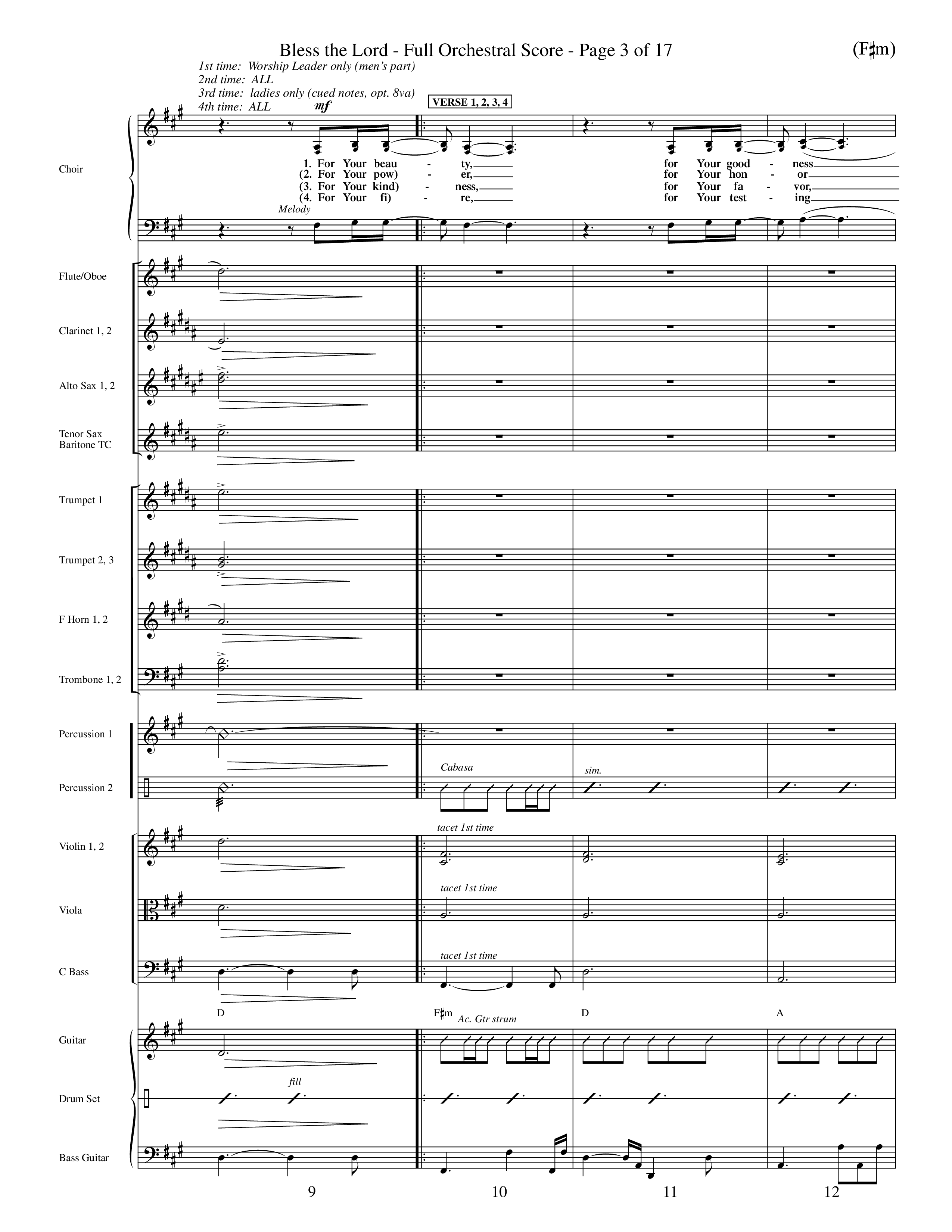 Bless The Lord (Choral Anthem SATB) Orchestration (Word Music Choral / Orch. Mark Cole)