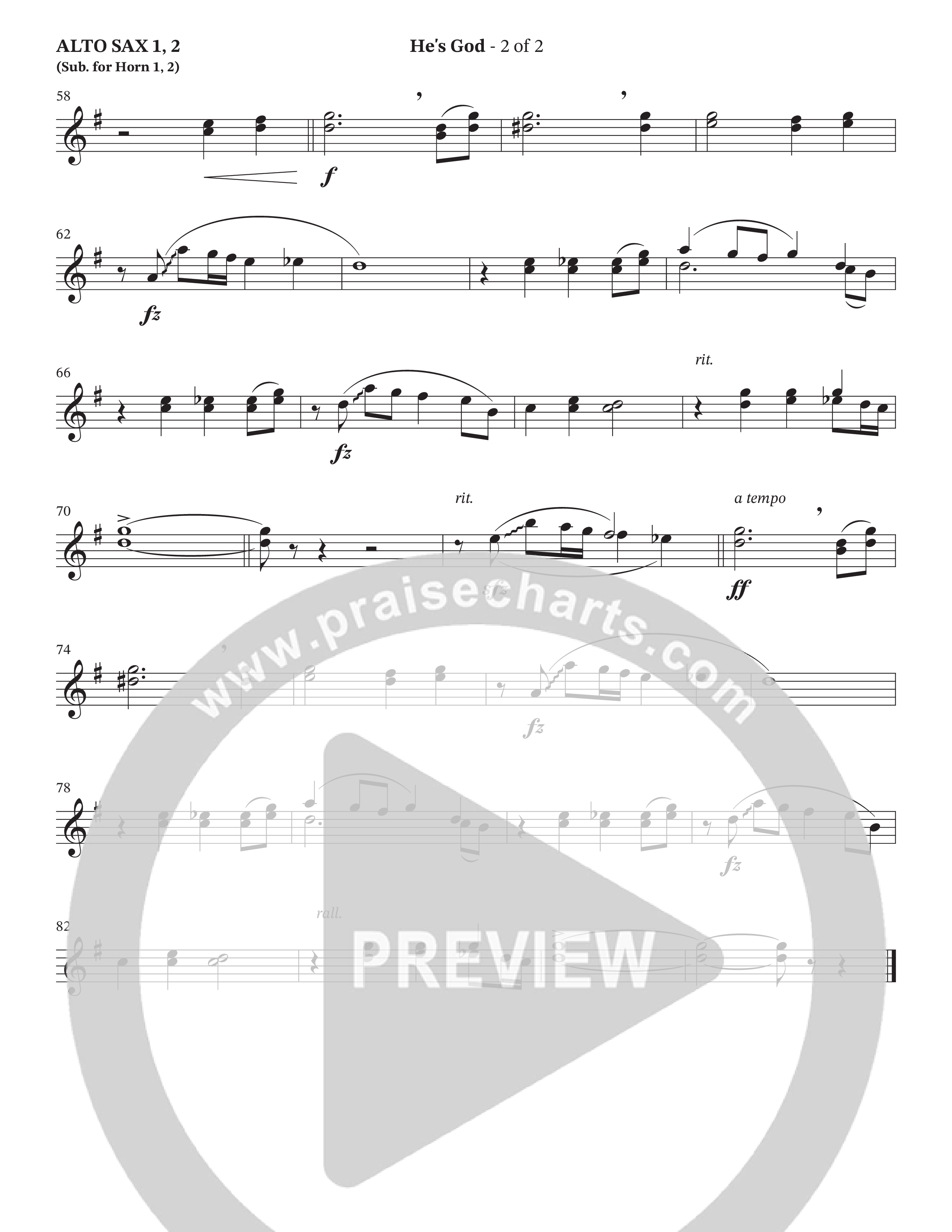 He's God (Choral Anthem SATB) Alto Sax (The Brooklyn Tabernacle Choir / Arr. Carol Cymbala / Orch. Lari Goss)