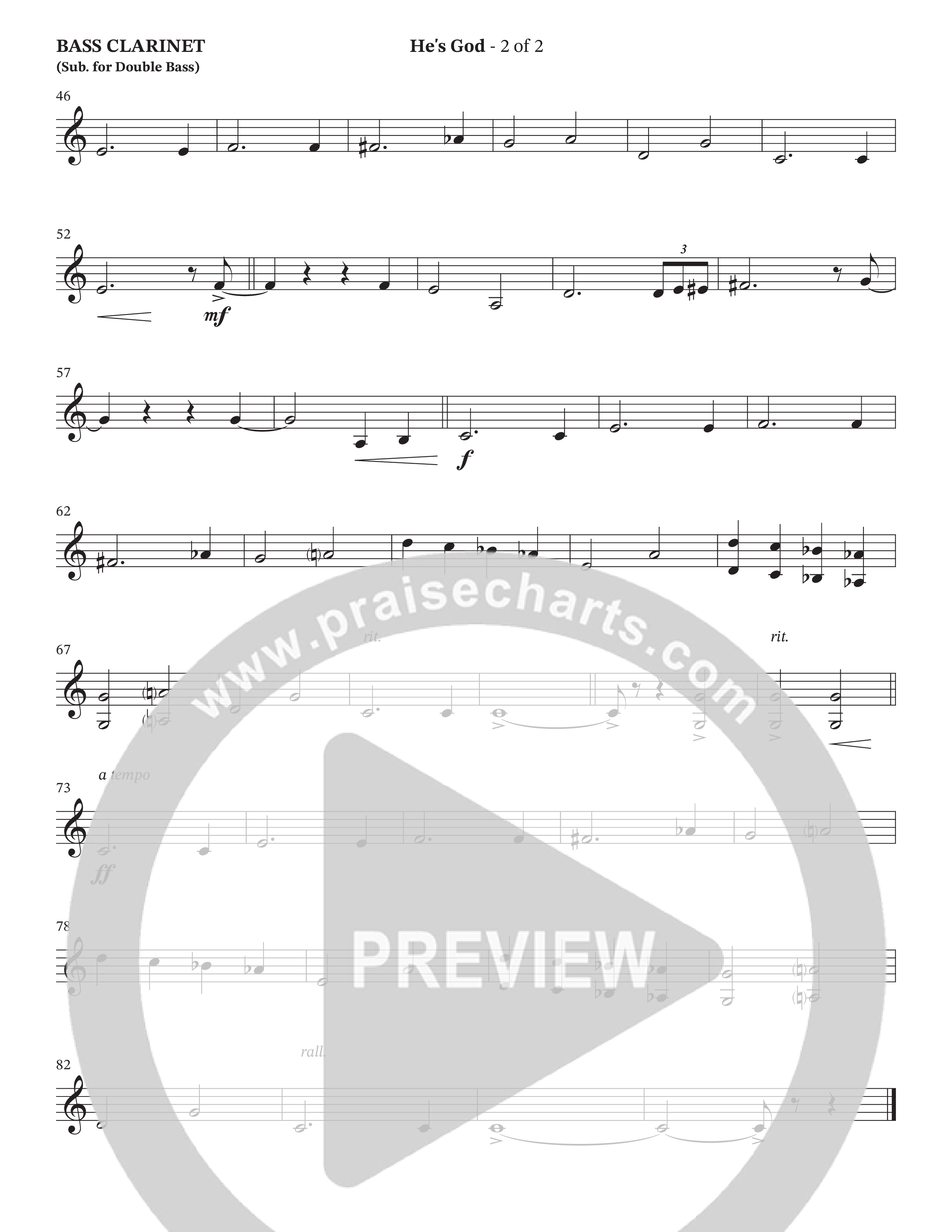 He's God (Choral Anthem SATB) Bass Clarinet (The Brooklyn Tabernacle Choir / Arr. Carol Cymbala / Orch. Lari Goss)