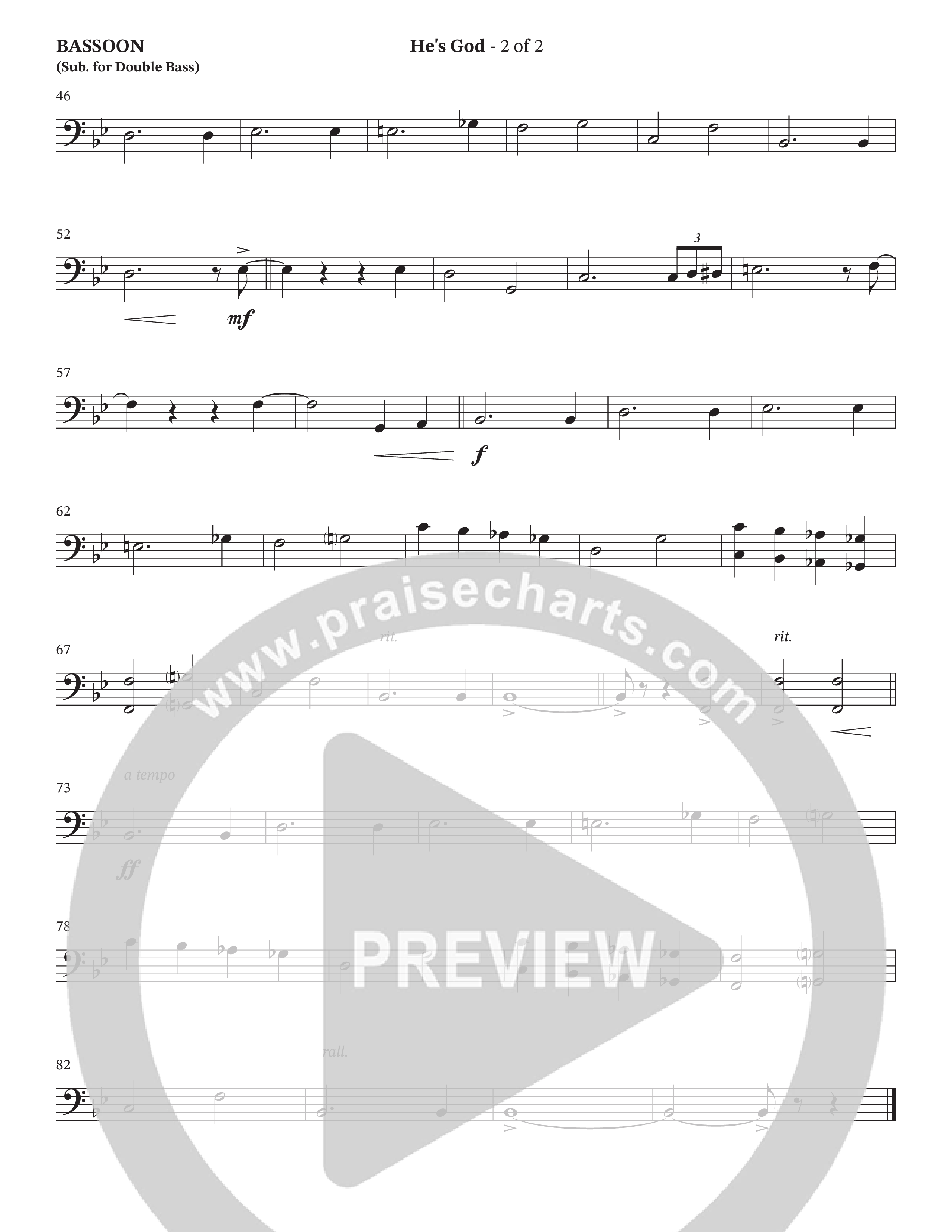 He's God (Choral Anthem SATB) Bassoon (The Brooklyn Tabernacle Choir / Arr. Carol Cymbala / Orch. Lari Goss)