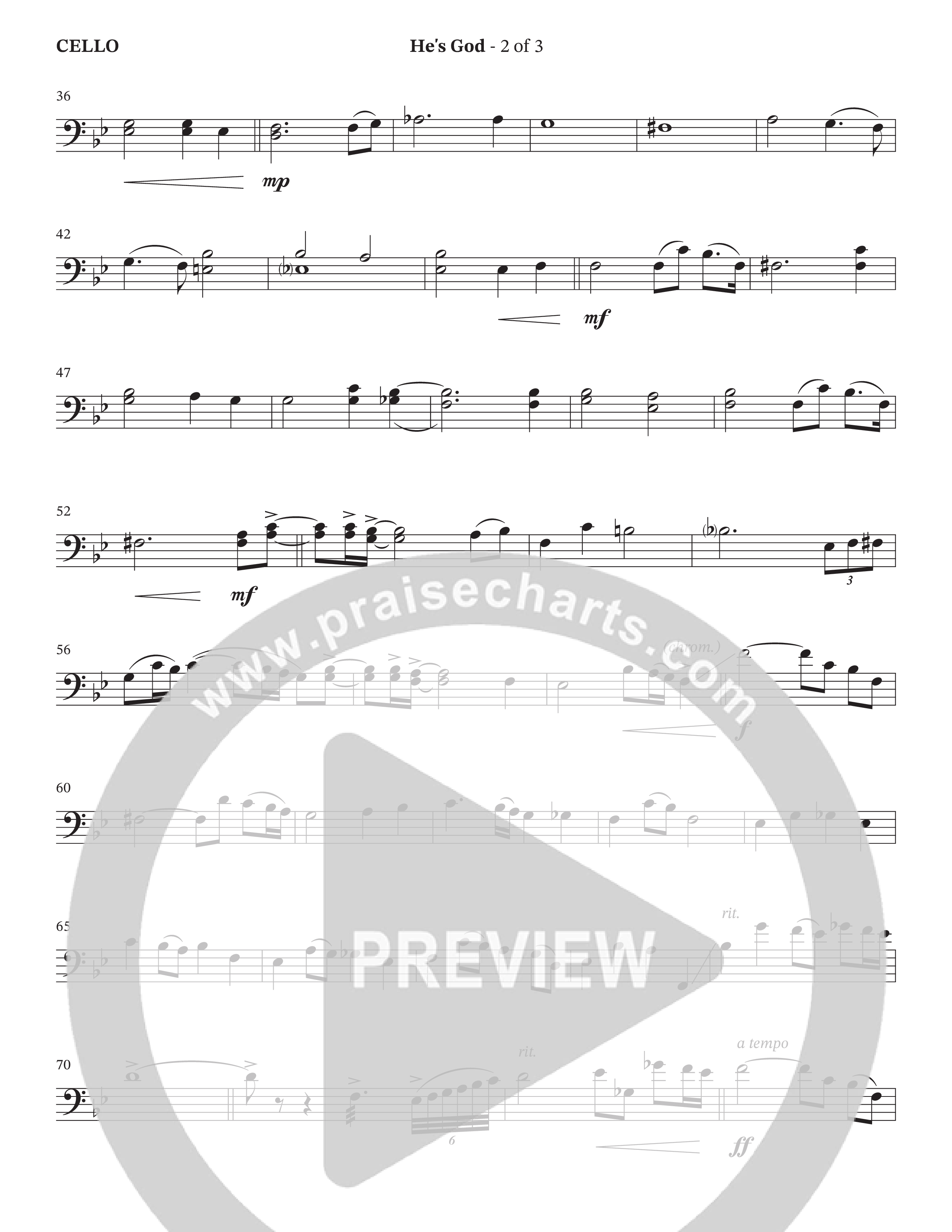 He's God (Choral Anthem SATB) Cello (The Brooklyn Tabernacle Choir / Arr. Carol Cymbala / Orch. Lari Goss)