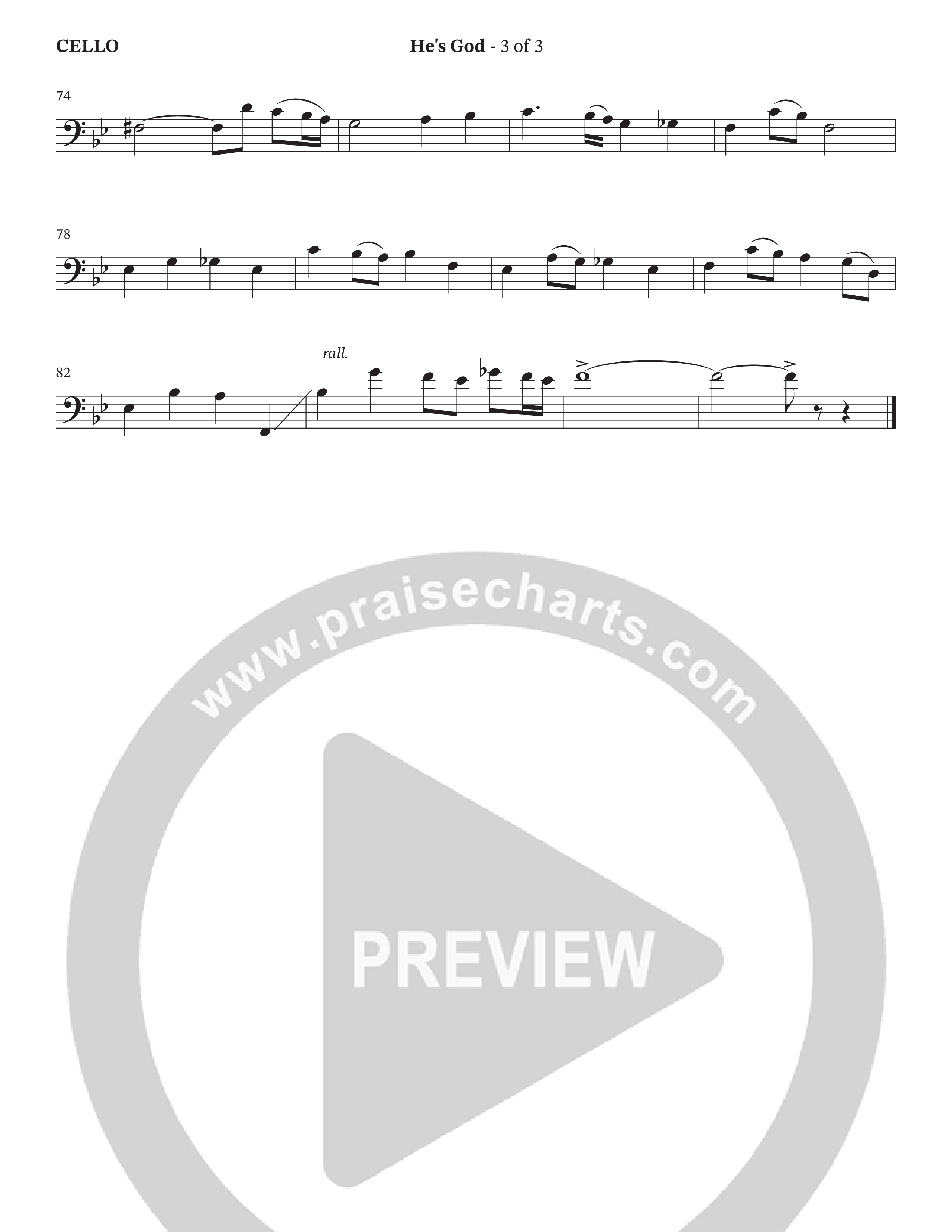 He's God (Choral Anthem SATB) Cello (The Brooklyn Tabernacle Choir / Arr. Carol Cymbala / Orch. Lari Goss)