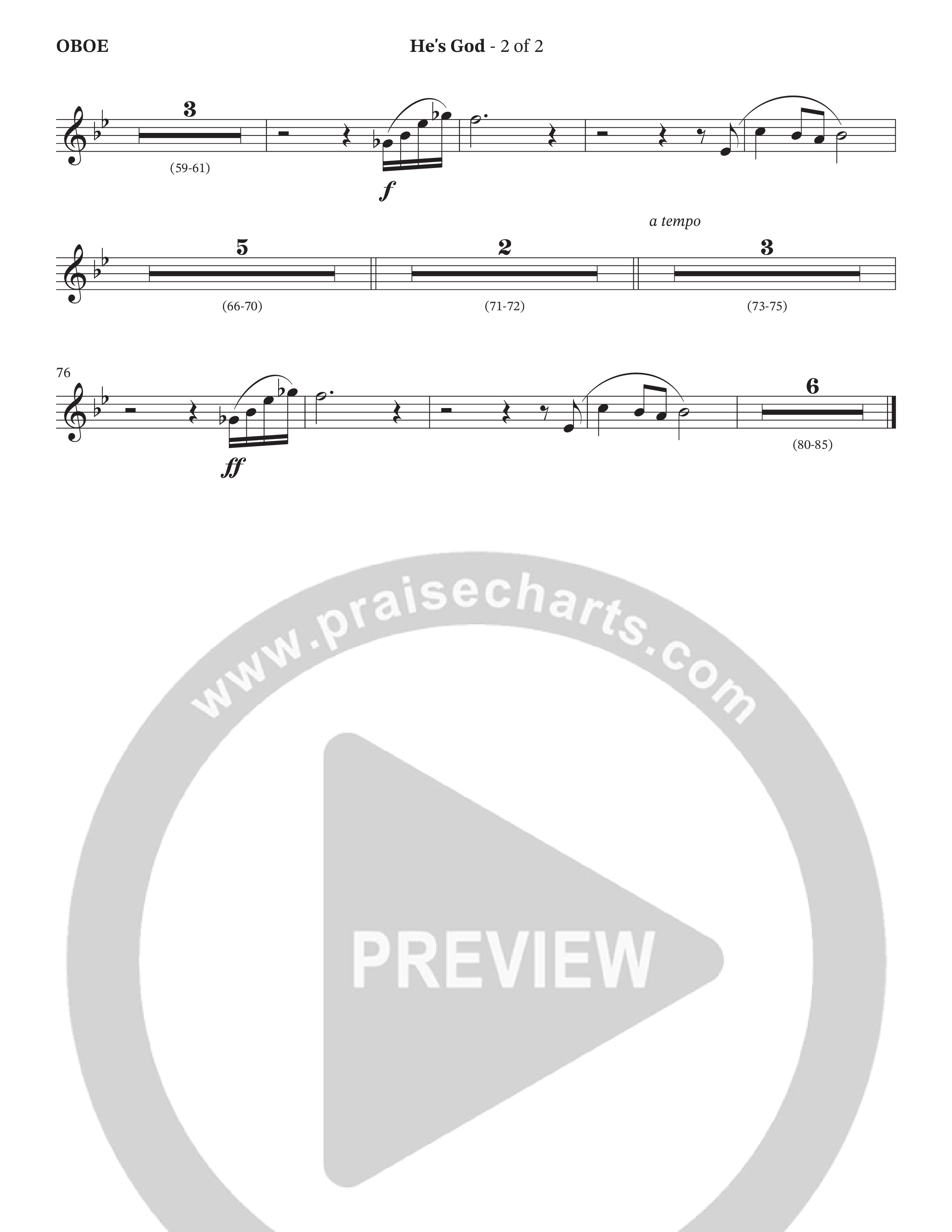 He's God (Choral Anthem SATB) Oboe (The Brooklyn Tabernacle Choir / Arr. Carol Cymbala / Orch. Lari Goss)