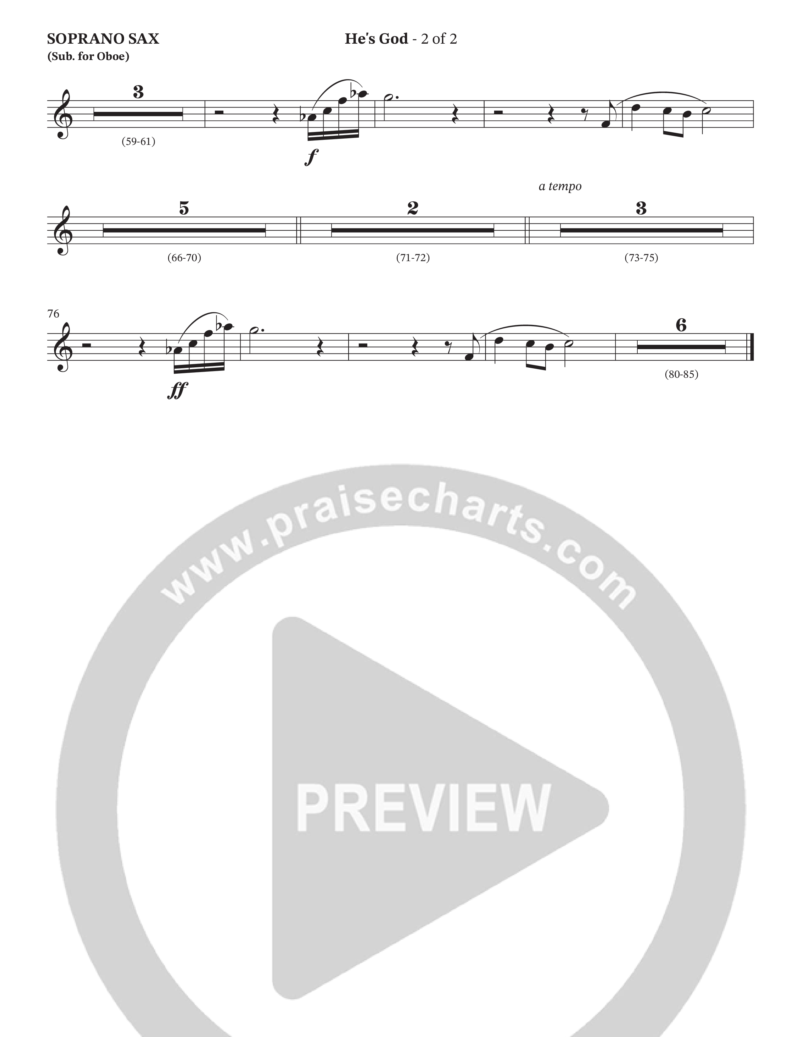 He's God (Choral Anthem SATB) Soprano Sax (The Brooklyn Tabernacle Choir / Arr. Carol Cymbala / Orch. Lari Goss)