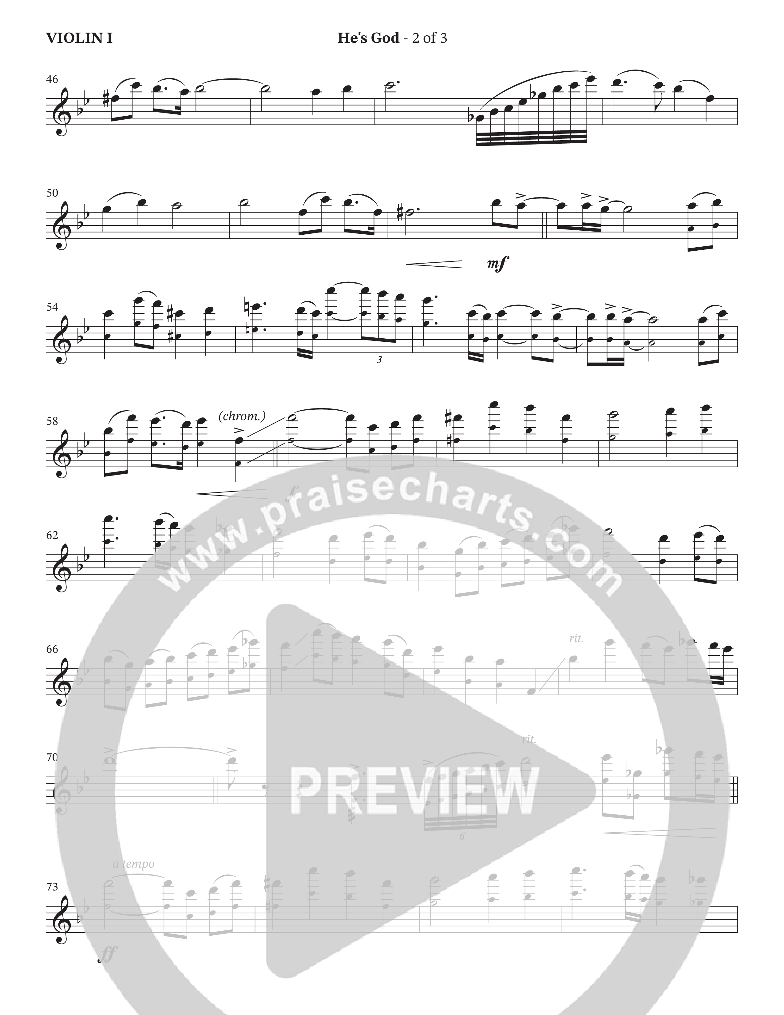 He's God (Choral Anthem SATB) Violin 1 (The Brooklyn Tabernacle Choir / Arr. Carol Cymbala / Orch. Lari Goss)