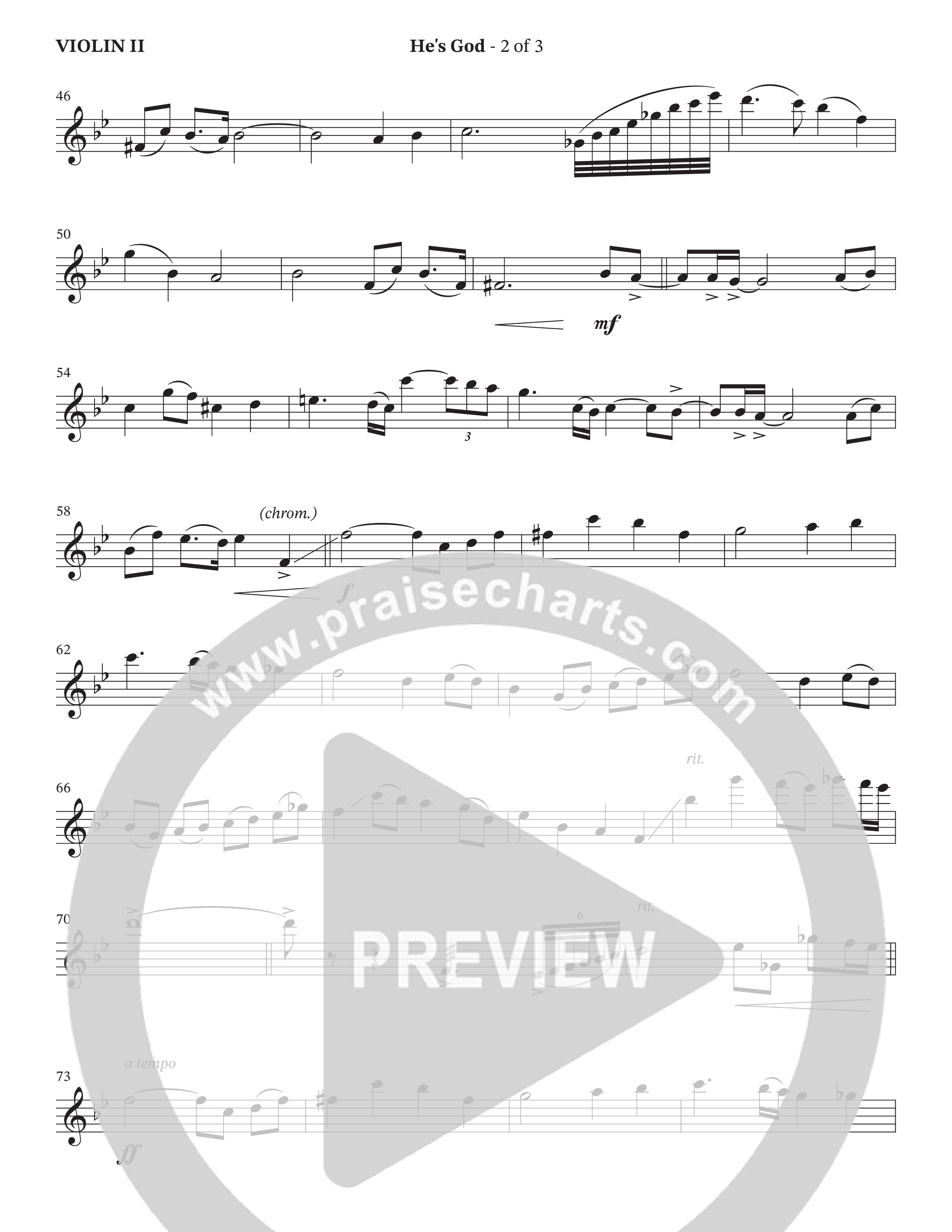 He's God (Choral Anthem SATB) Violin 2 (The Brooklyn Tabernacle Choir / Arr. Carol Cymbala / Orch. Lari Goss)