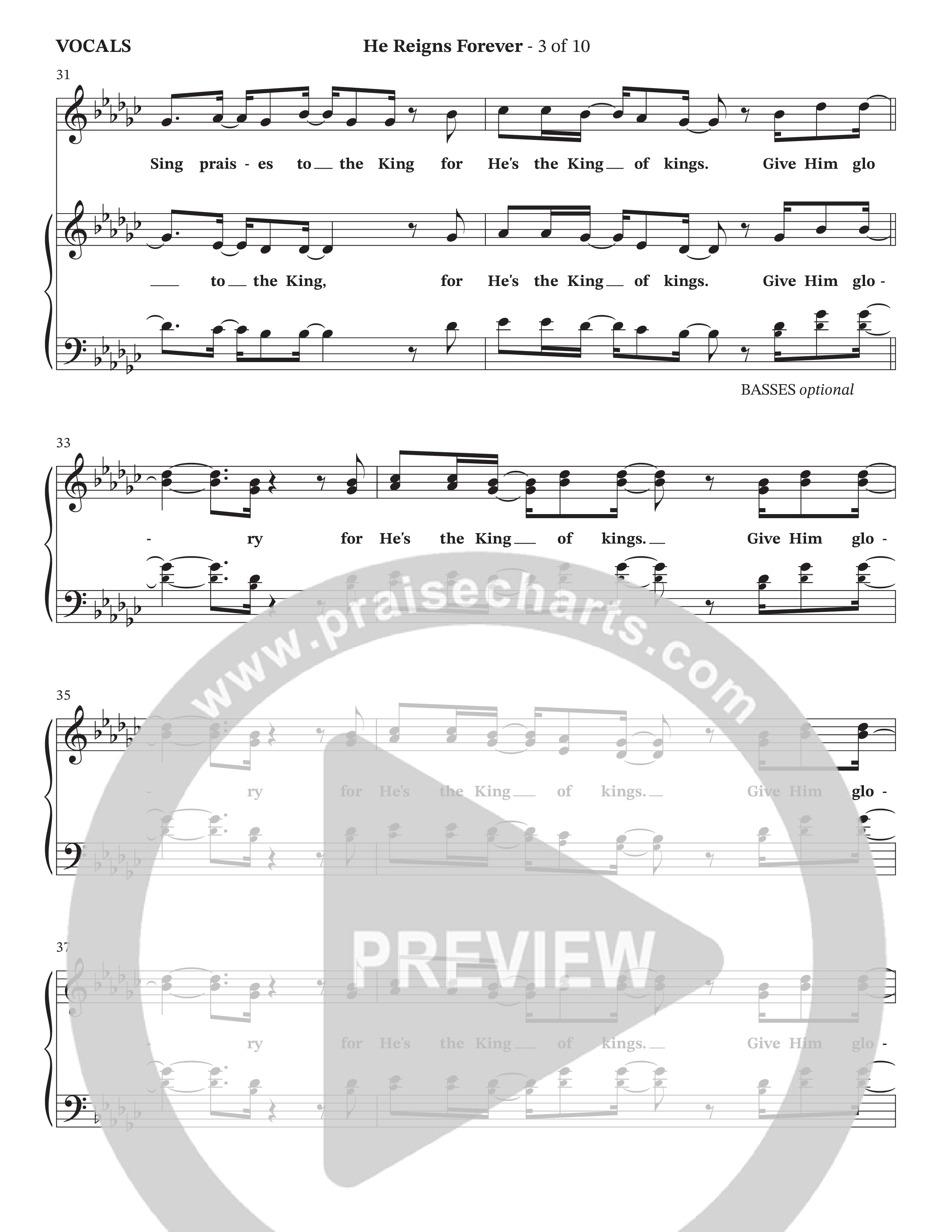 He Reigns Forever (Choral Anthem SATB) Choir Sheet (SATB) (The Brooklyn Tabernacle Choir / Arr. Carol Cymbala / Orch. Chris McDonald)