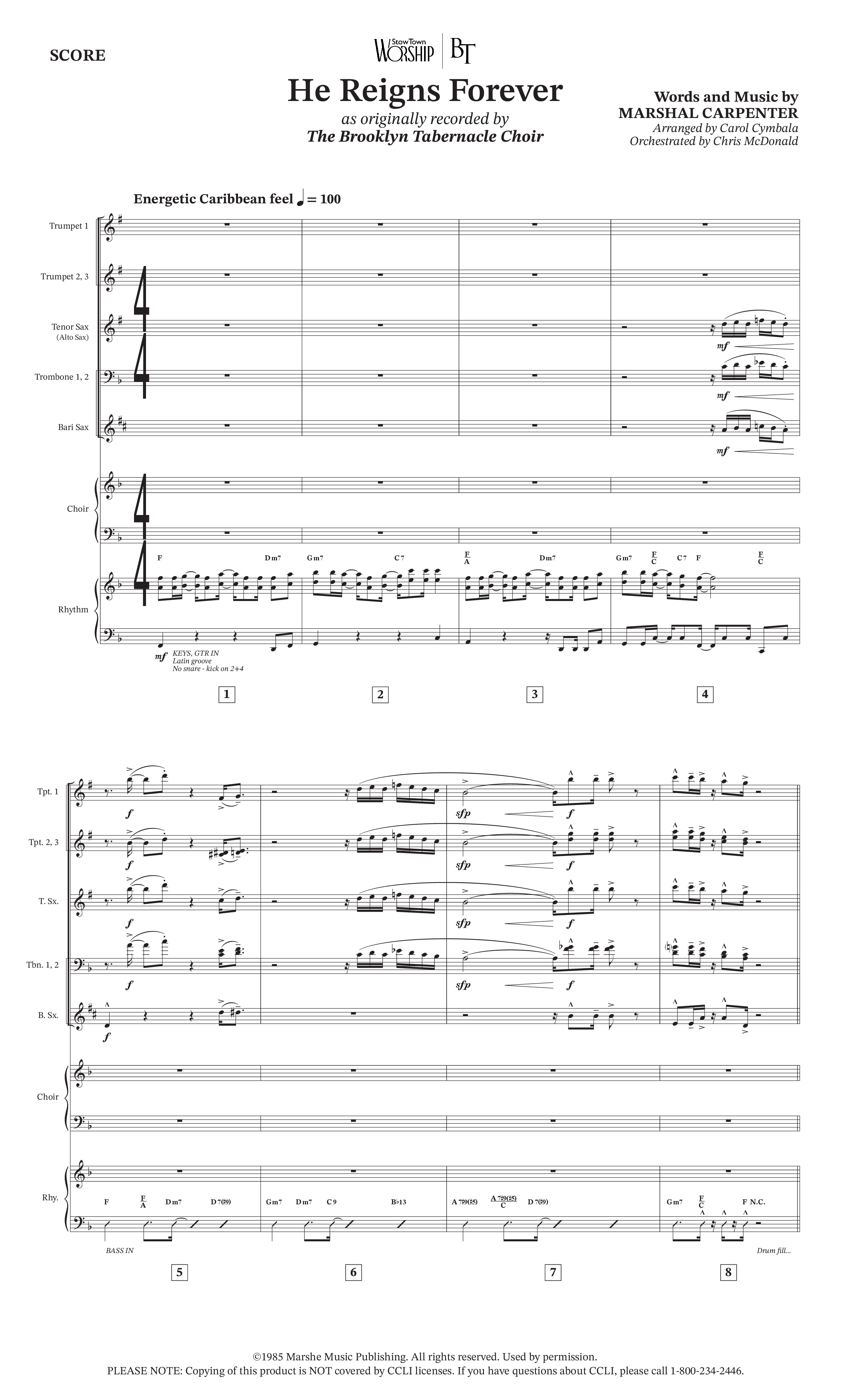 He Reigns Forever (Choral Anthem SATB) Conductor's Score (The Brooklyn Tabernacle Choir / Arr. Carol Cymbala / Orch. Chris McDonald)
