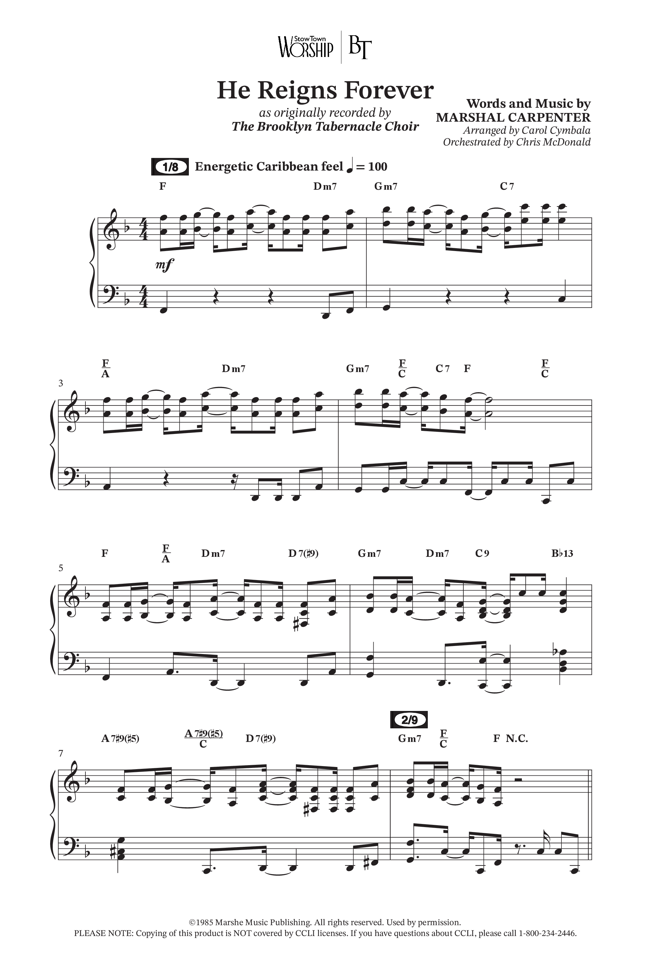 He Reigns Forever (Choral Anthem SATB) Octavo (SATB & Pno) (The Brooklyn Tabernacle Choir / Arr. Carol Cymbala / Orch. Chris McDonald)