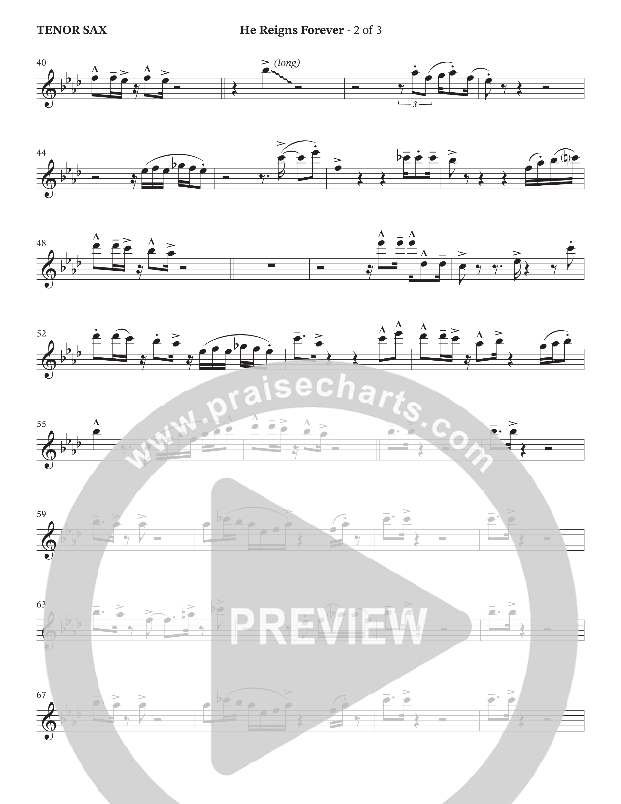 He Reigns Forever (Choral Anthem SATB) Tenor Sax/Baritone T.C. (The Brooklyn Tabernacle Choir / Arr. Carol Cymbala / Orch. Chris McDonald)