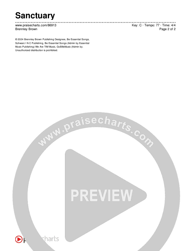 Sanctuary Chords & Lyrics (Brennley Brown)