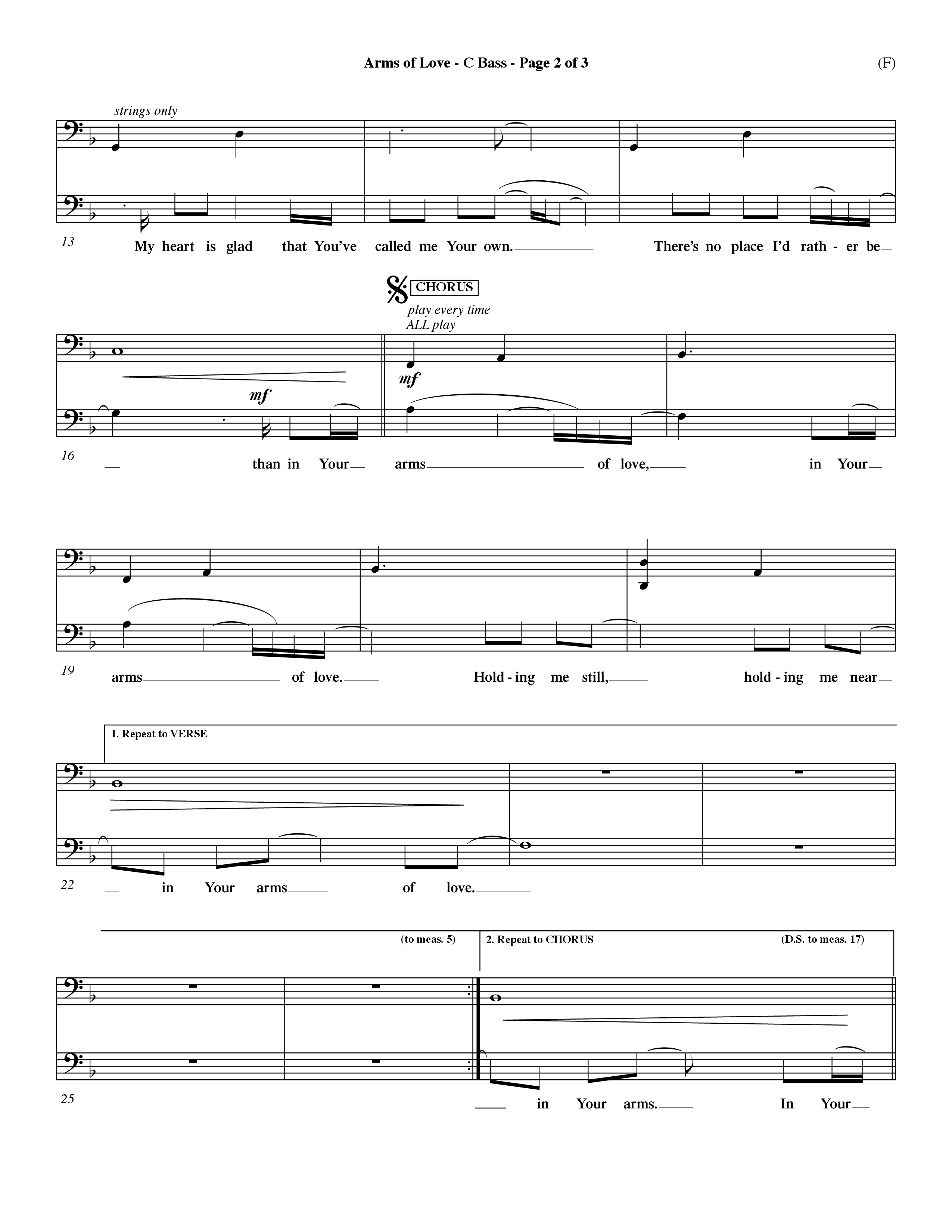 Arms Of Love (Choral Anthem SATB) Contrabass (Word Music Choral / Orch. Dave Williamson)