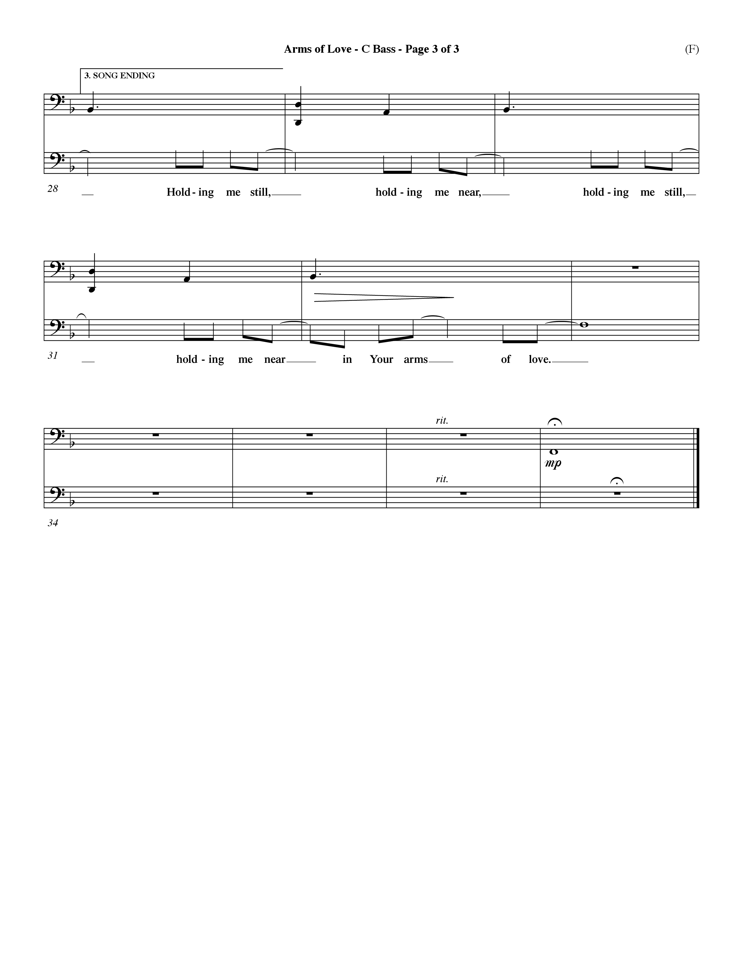 Arms Of Love (Choral Anthem SATB) Contrabass (Word Music Choral / Orch. Dave Williamson)