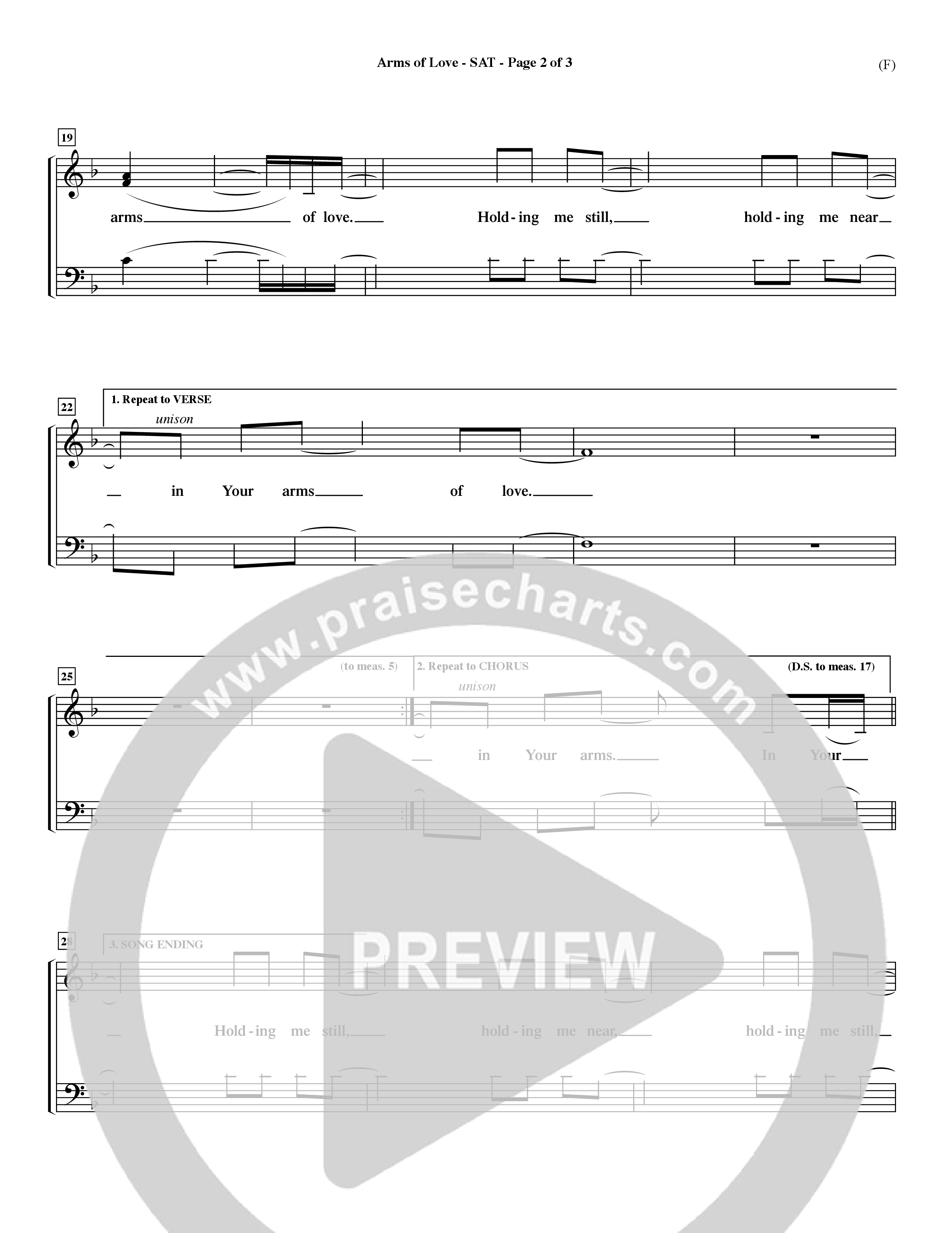 Arms Of Love (Choral Anthem SATB) Lead Sheet (SAT) (Word Music Choral / Orch. Dave Williamson)