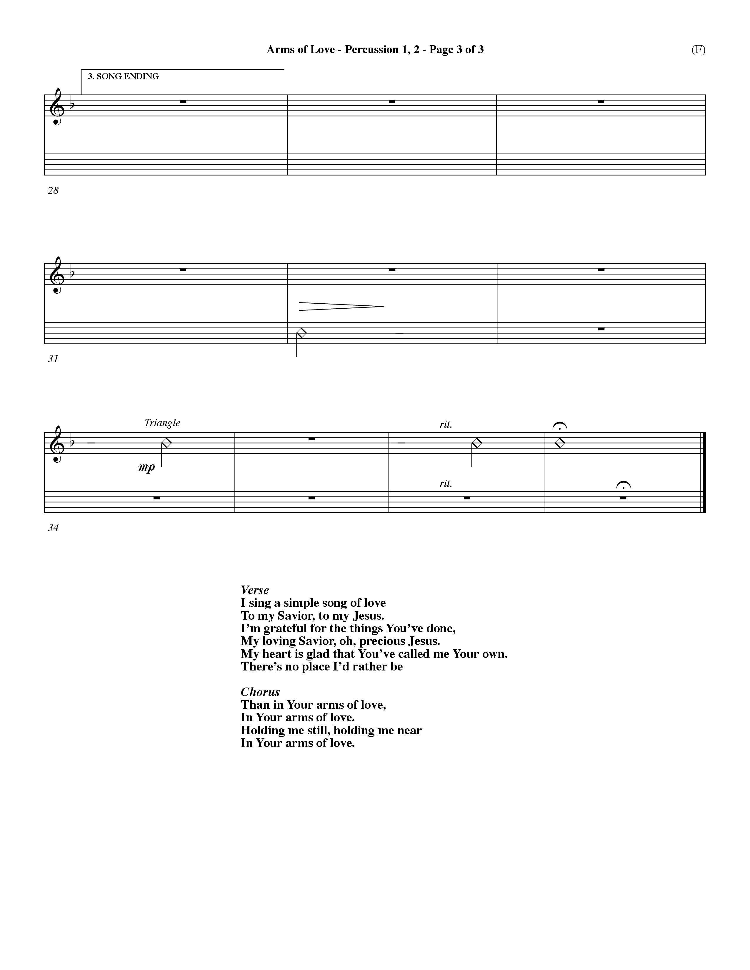 Arms Of Love (Choral Anthem SATB) Percussion 1/2 (Word Music Choral / Orch. Dave Williamson)