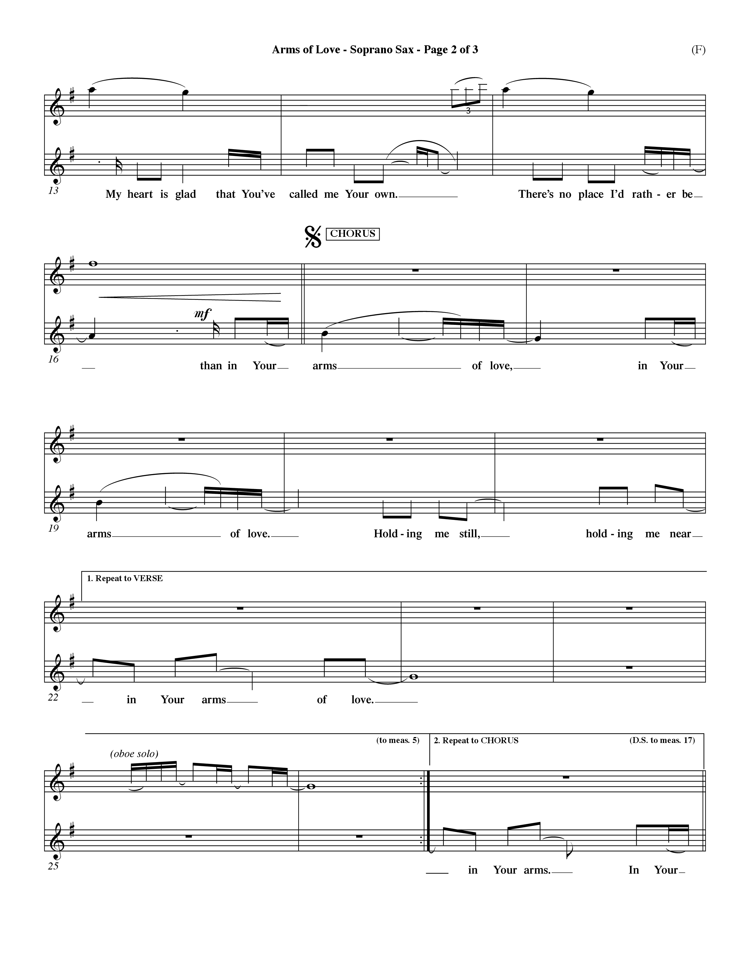 Arms Of Love (Choral Anthem SATB) Saxophone (Word Music Choral / Orch. Dave Williamson)