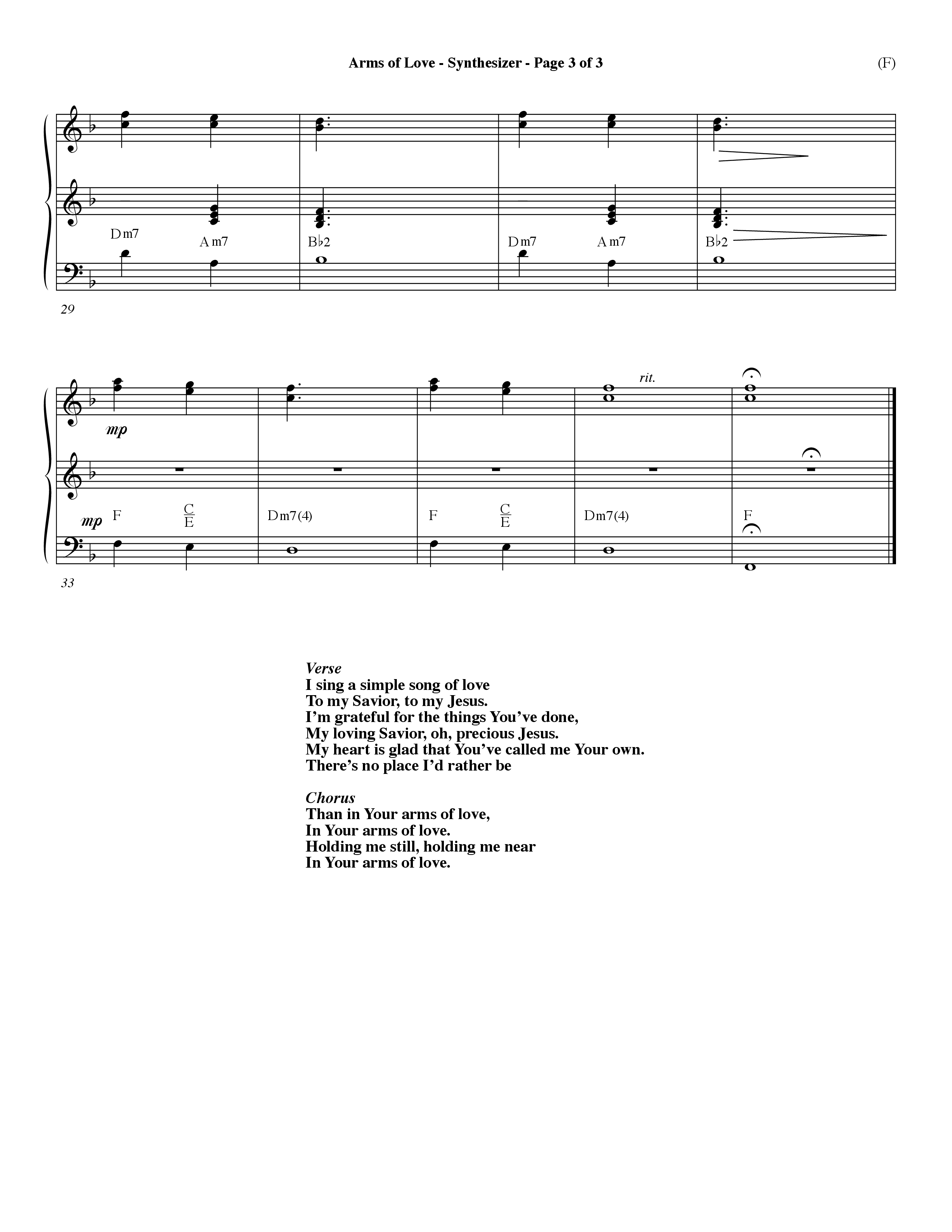 Arms Of Love (Choral Anthem SATB) Synth (Word Music Choral / Orch. Dave Williamson)