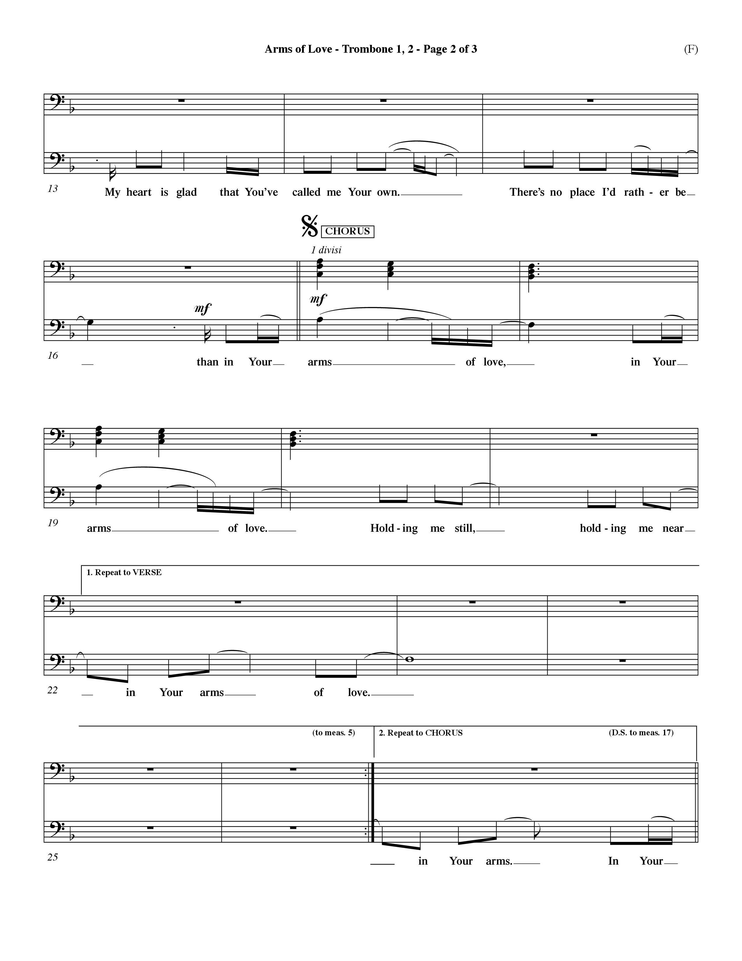 Arms Of Love (Choral Anthem SATB) Trombone 1/2 (Word Music Choral / Orch. Dave Williamson)