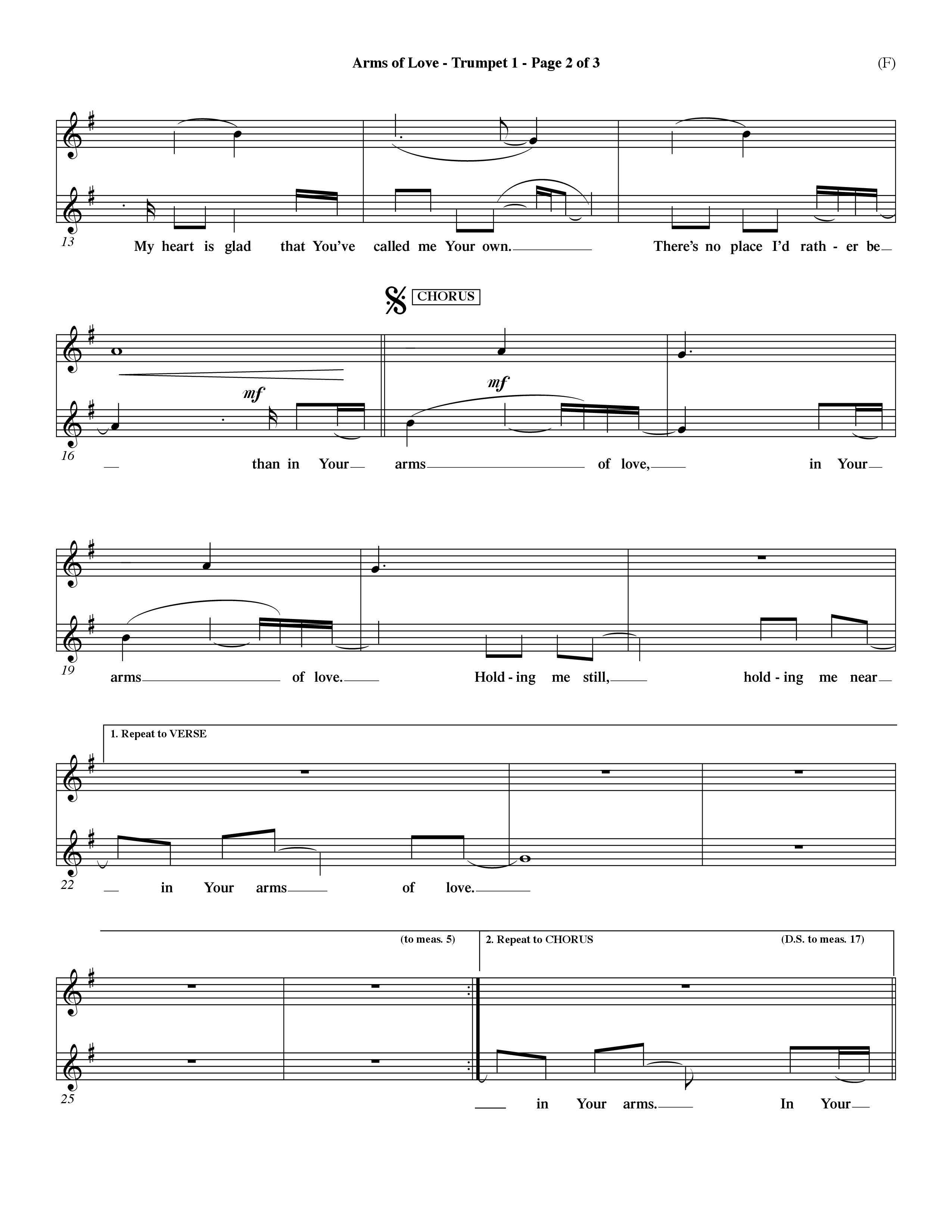 Arms Of Love (Choral Anthem SATB) Trumpet 1 (Word Music Choral / Orch. Dave Williamson)