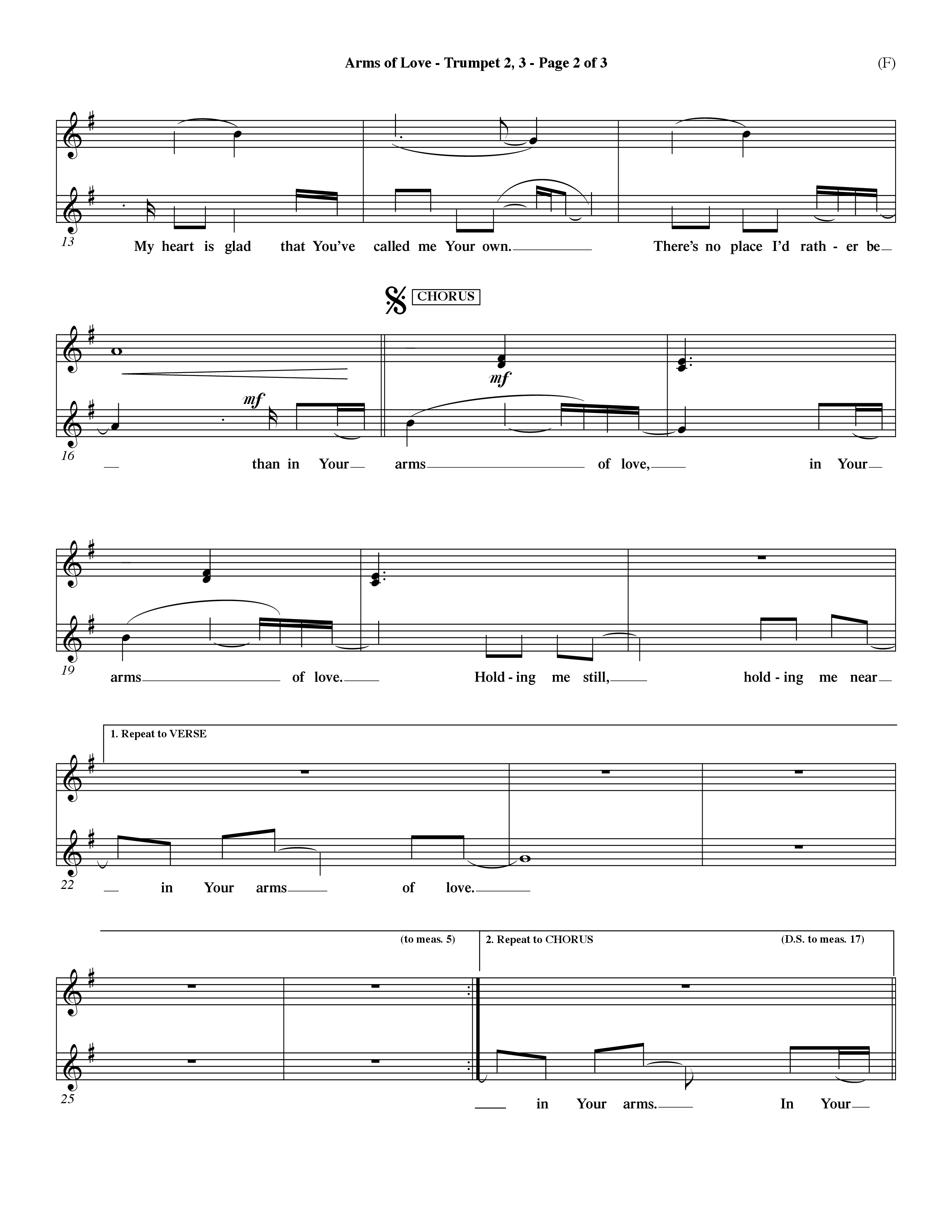 Arms Of Love (Choral Anthem SATB) Trumpet 2/3 (Word Music Choral / Orch. Dave Williamson)