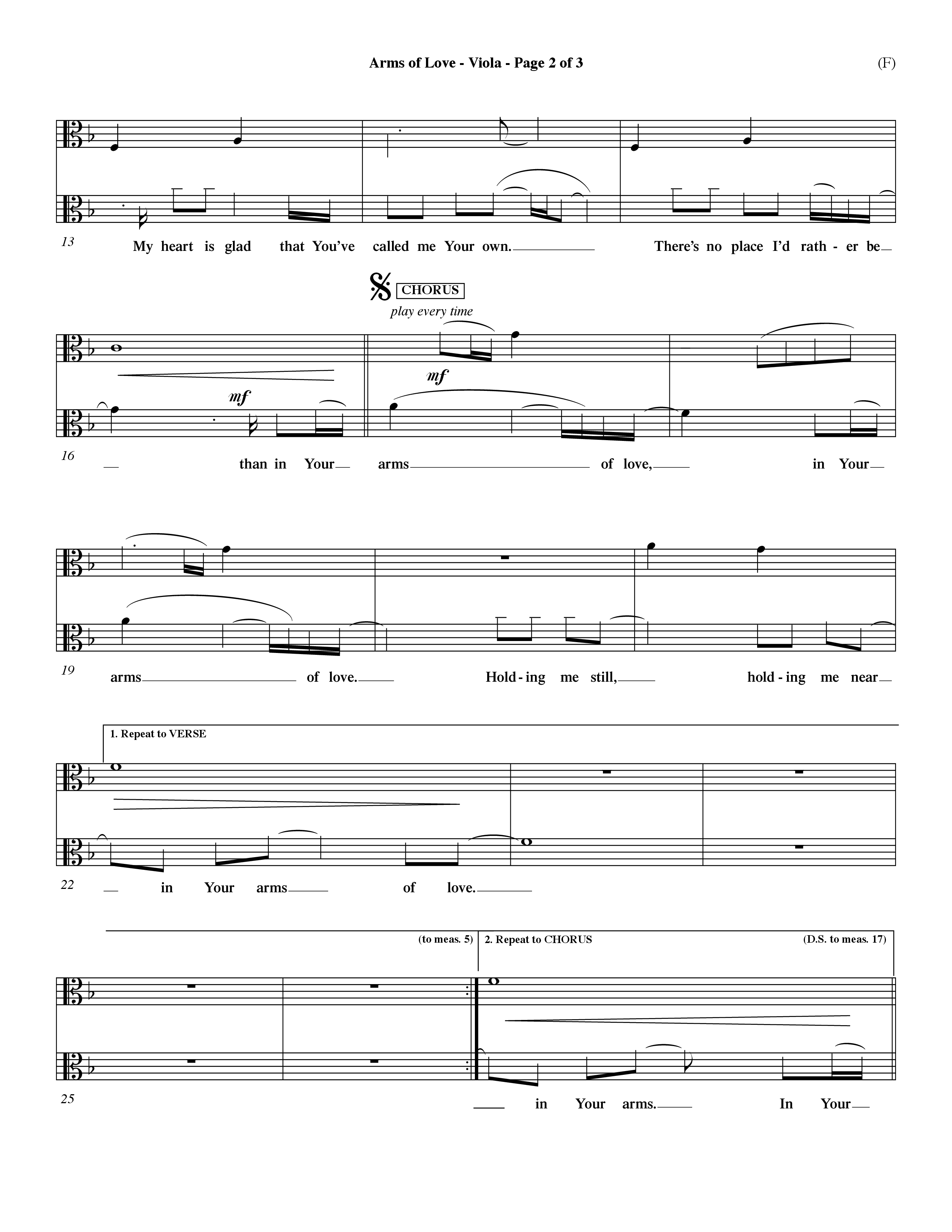 Arms Of Love (Choral Anthem SATB) Viola (Word Music Choral / Orch. Dave Williamson)